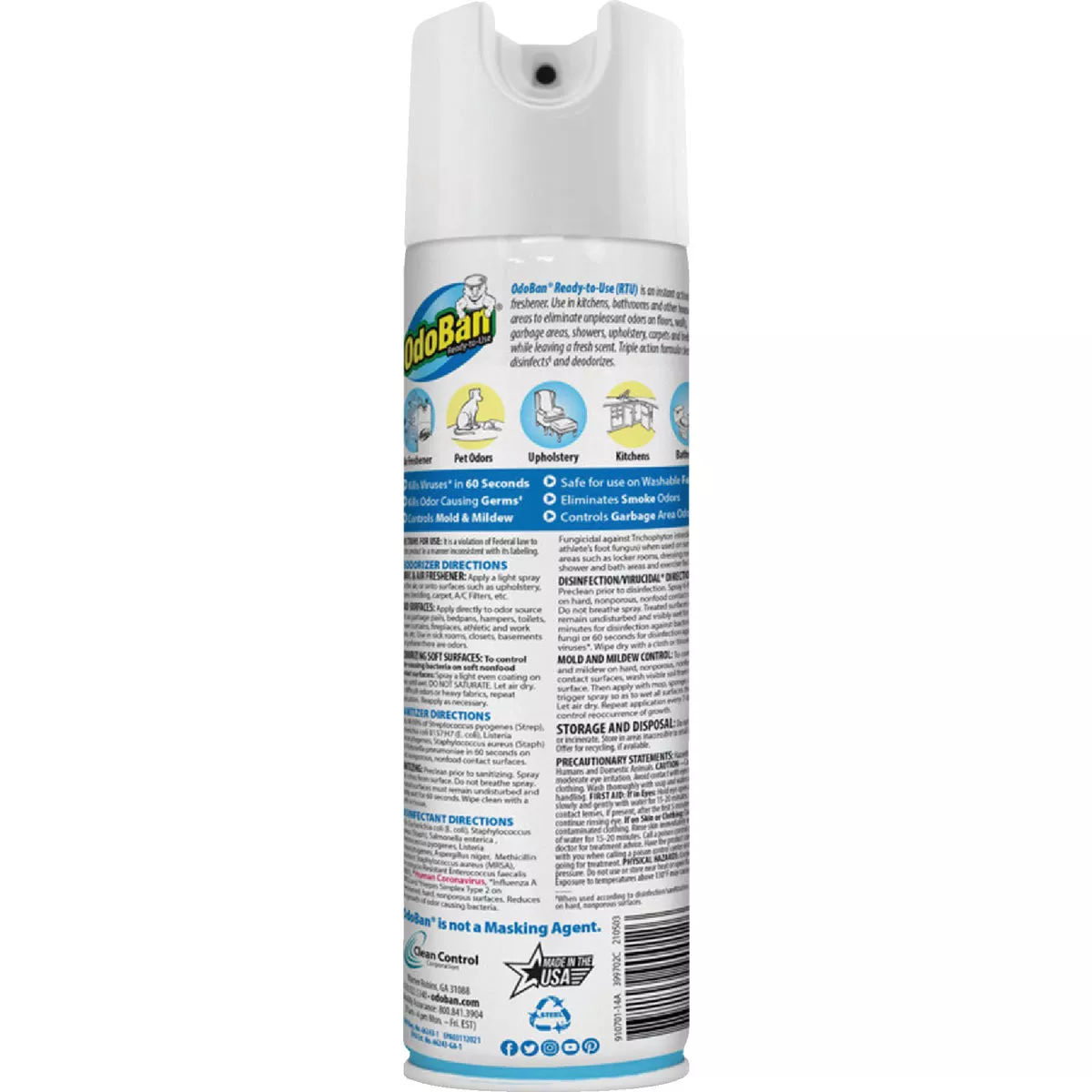 OdoBan 14.6 Oz. Fresh Linen Multi-Purpose Fabric & Air Freshener Disinfectant Aerosol Spray