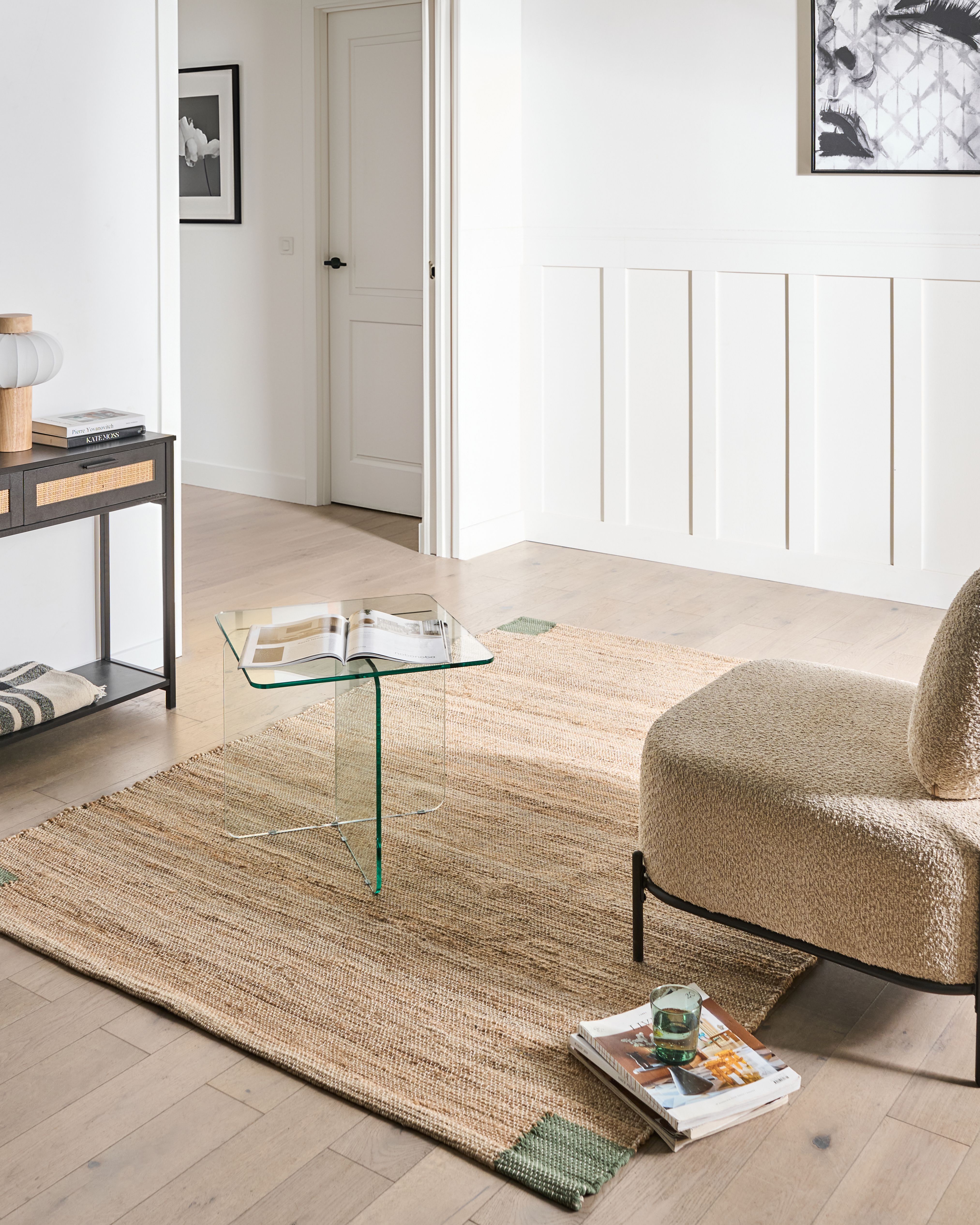 Rug AMRAVATI Beige/ Green 160 x 230 cm Jute