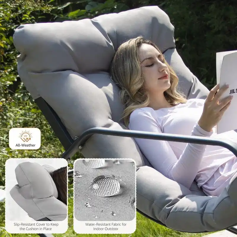 Oversized Outdoor Rocking Lounge Chair With Water-Resistant Cushions, 450 lbs Capacity - Image 10 Oversized Outdoor Rocking Lounge Chair With Water-Resistant Cushions, 450 lbs Capacity - Image 10