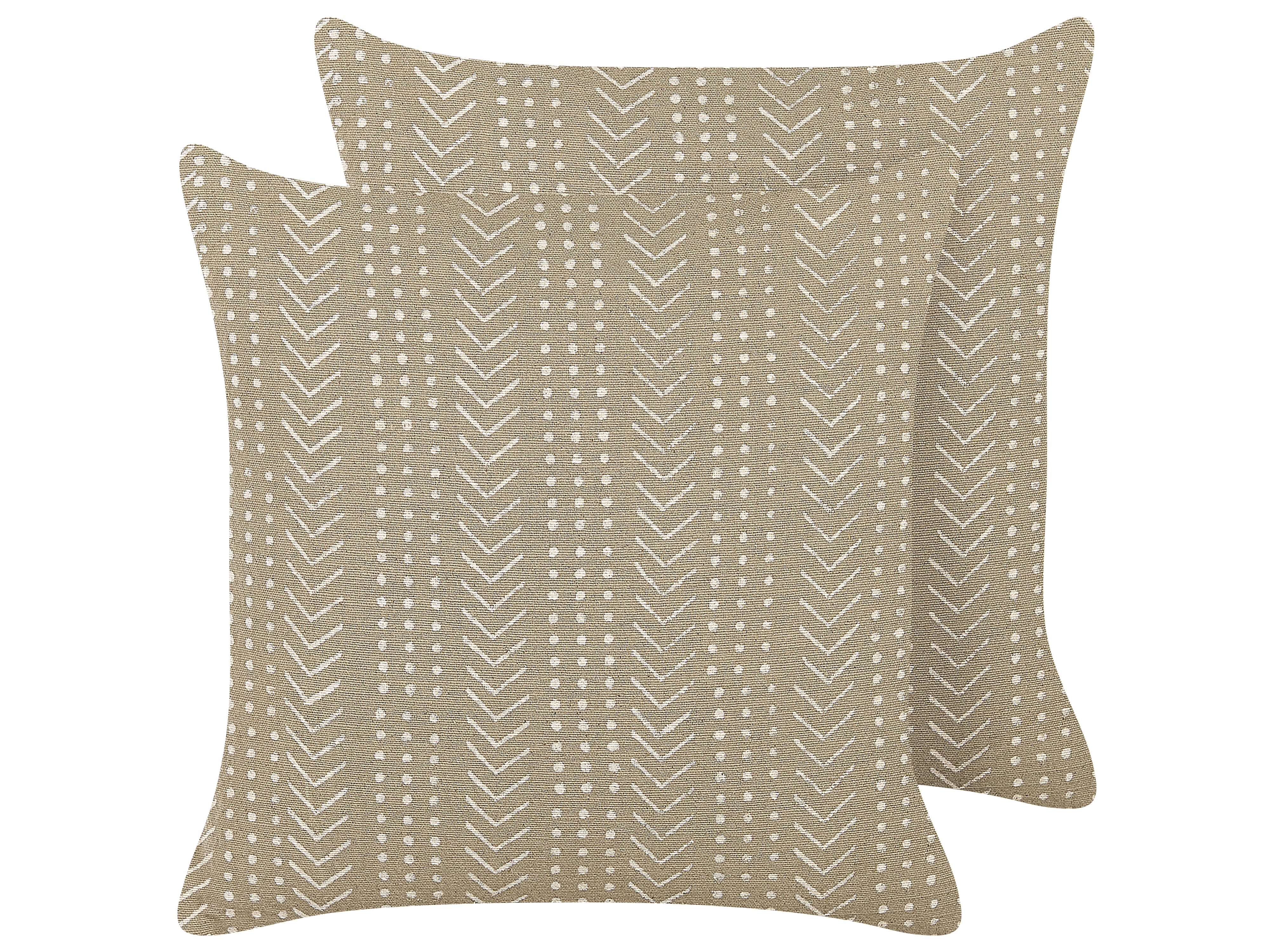 Set of 2 Decorative Cushions SENECIO Cotton 45 x 45 cm Beige Geometric Pattern