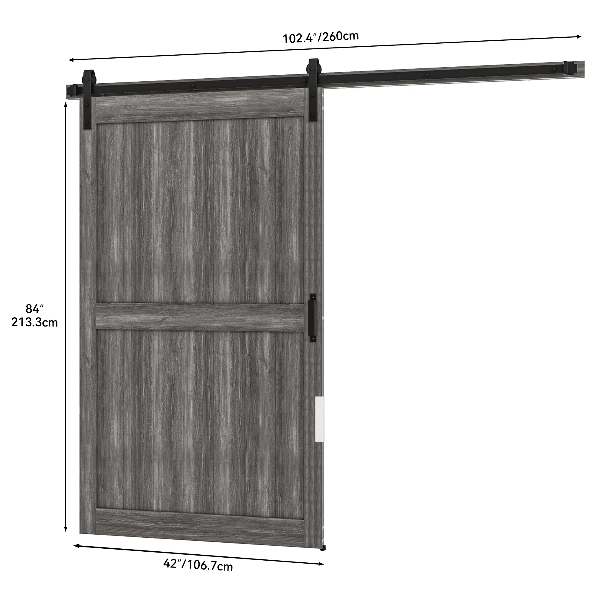 Uforic 48" x 84" Silding Barn Door,with Hardware Kit Rail,and Handle,Pulleys, Gray - Image 7