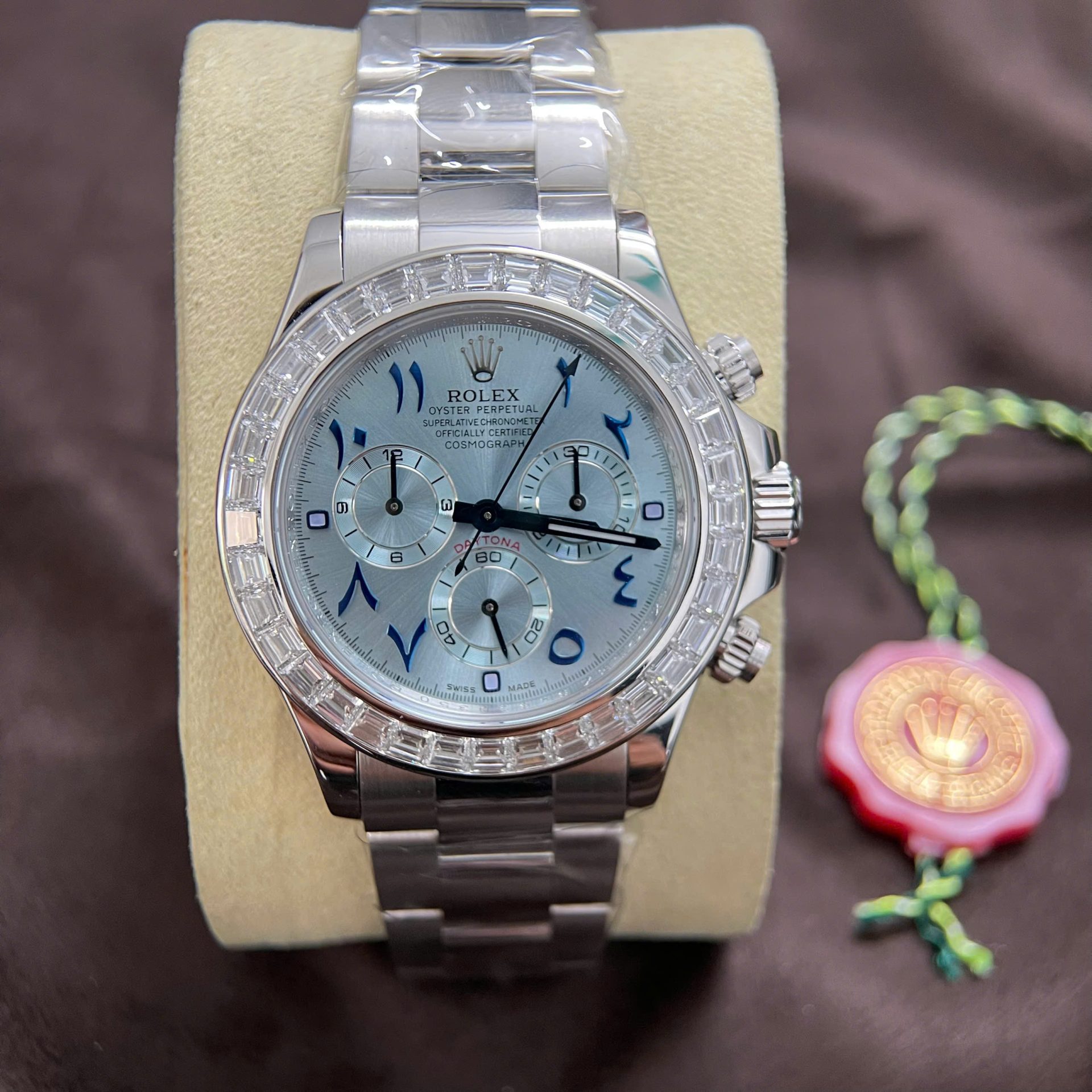 Rolex Daytona Replica Watch Custom 18K Solid White Gold Baguette Diamonds 40mm - Elite Watch Atelier