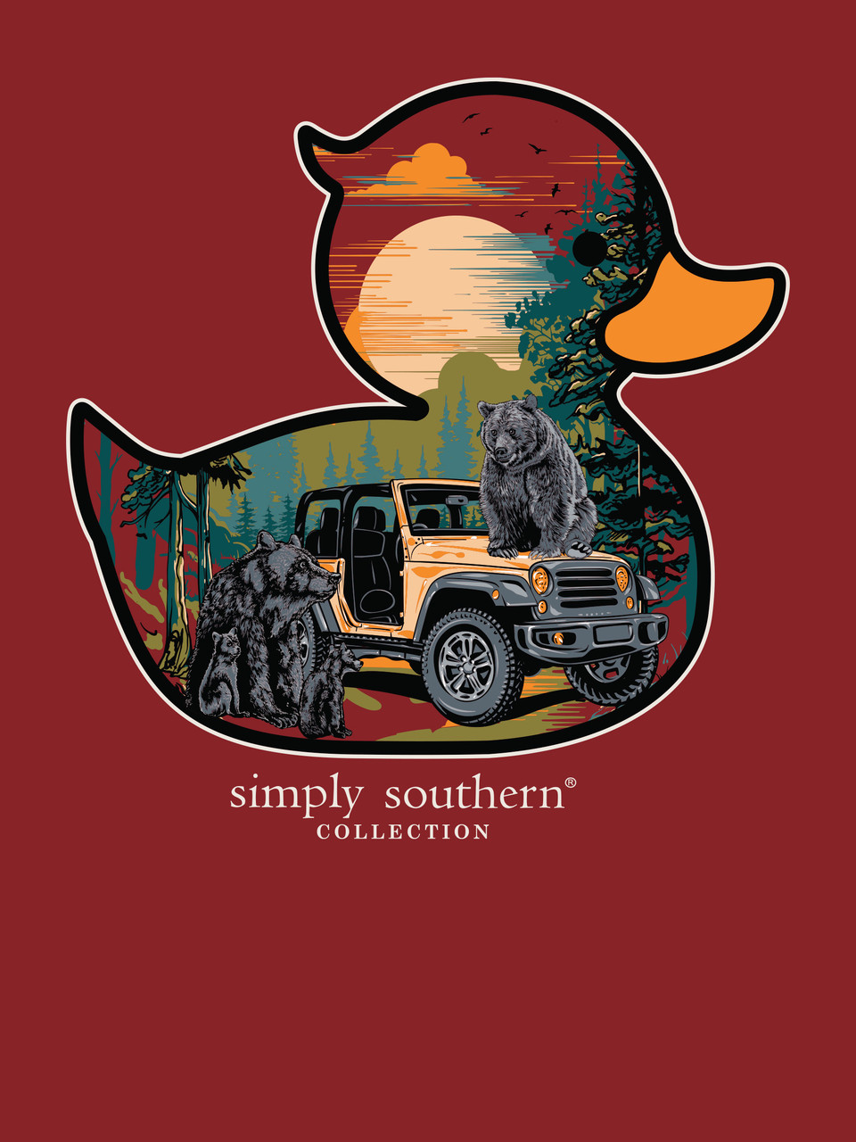 YTH-LS-DUCKBEARS-CARMINE - Simply Southern Outlet