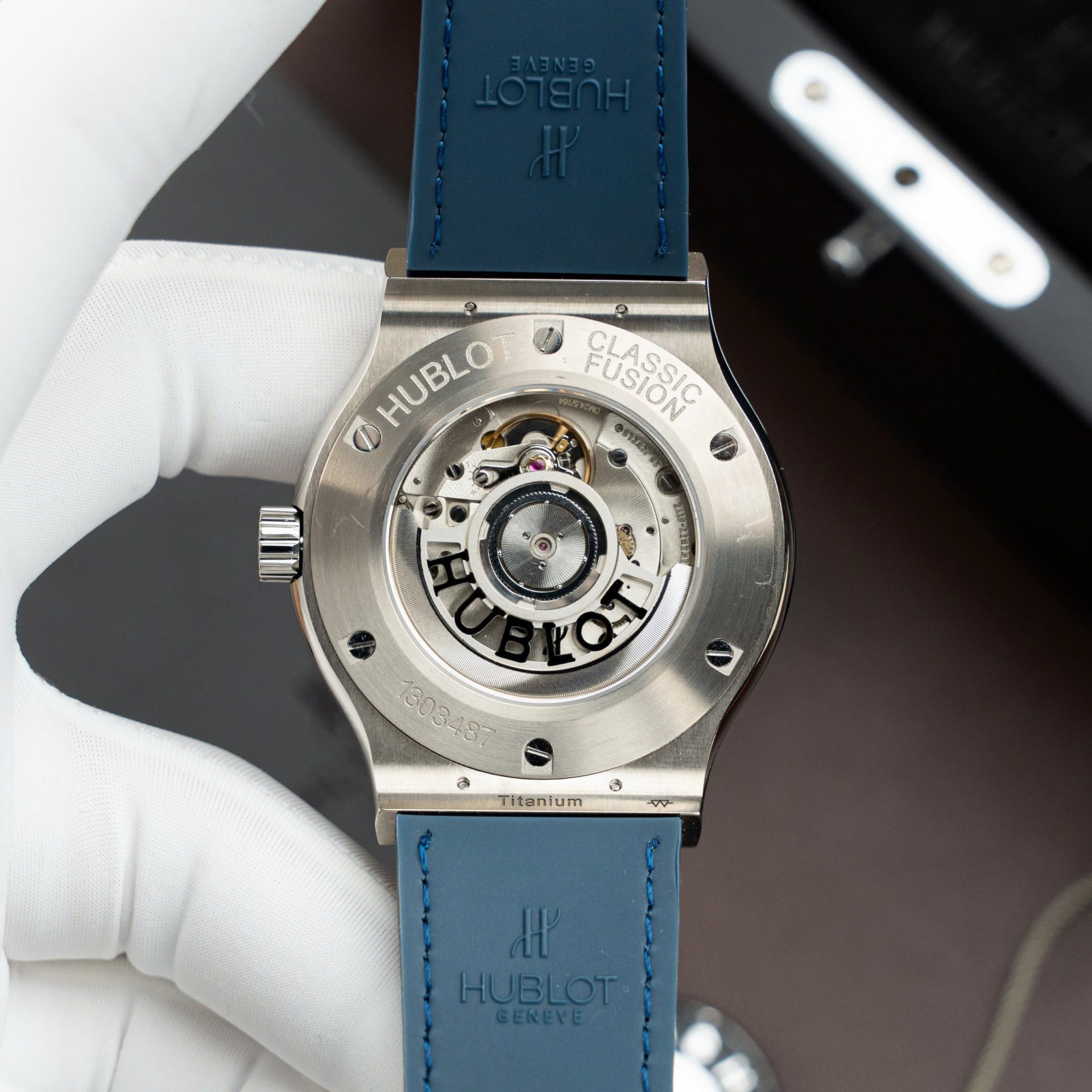 Hublot Classic Fusion Titanium Blue Replica Watches Movement SW300 Crocodile Leather Strap 42mm - Top club