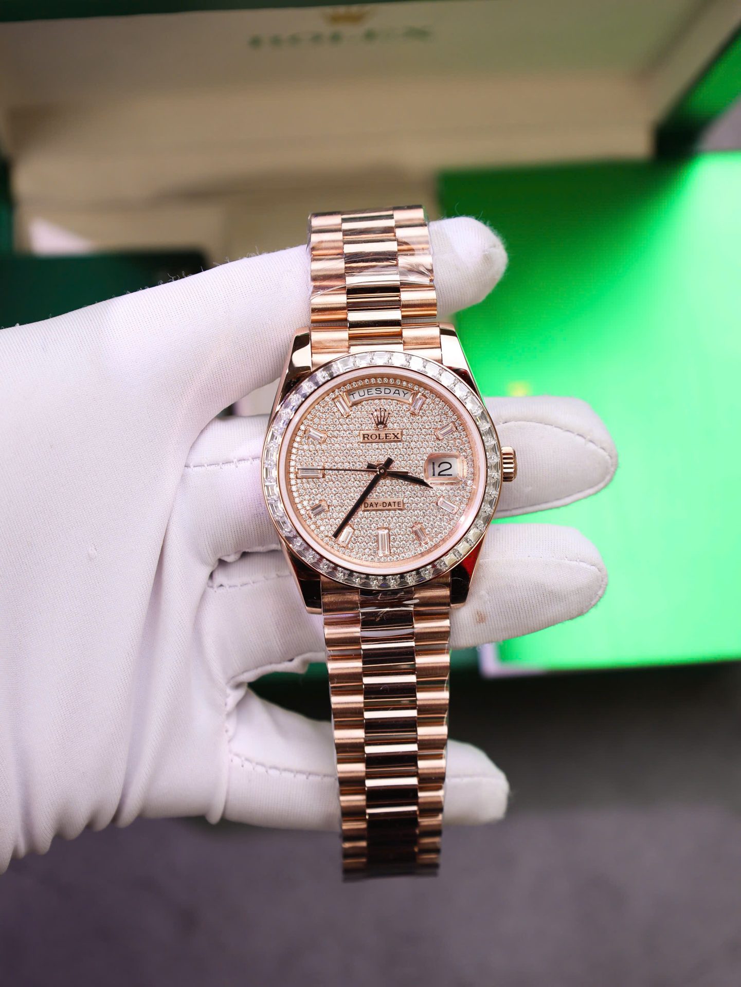 Rolex Best Copies Watches Day-Date Custom Diamonds Moissanite + Gold Wrapped GMF 40mm - Elite Watch Atelier
