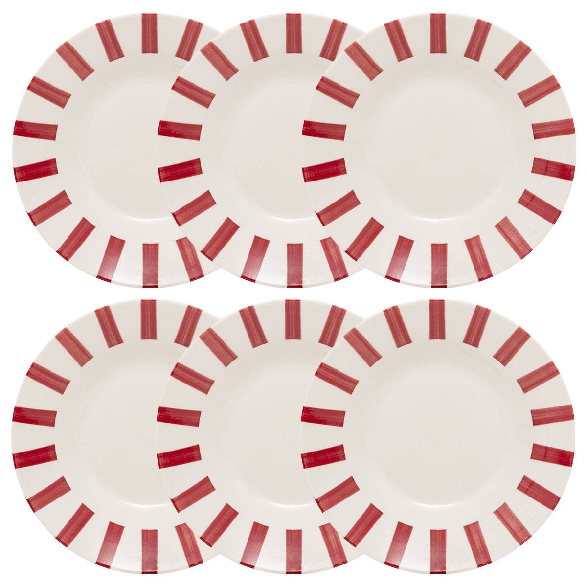 Set of 6 deep plates "Cheri" Porcelain, D.20.2 cm, Red