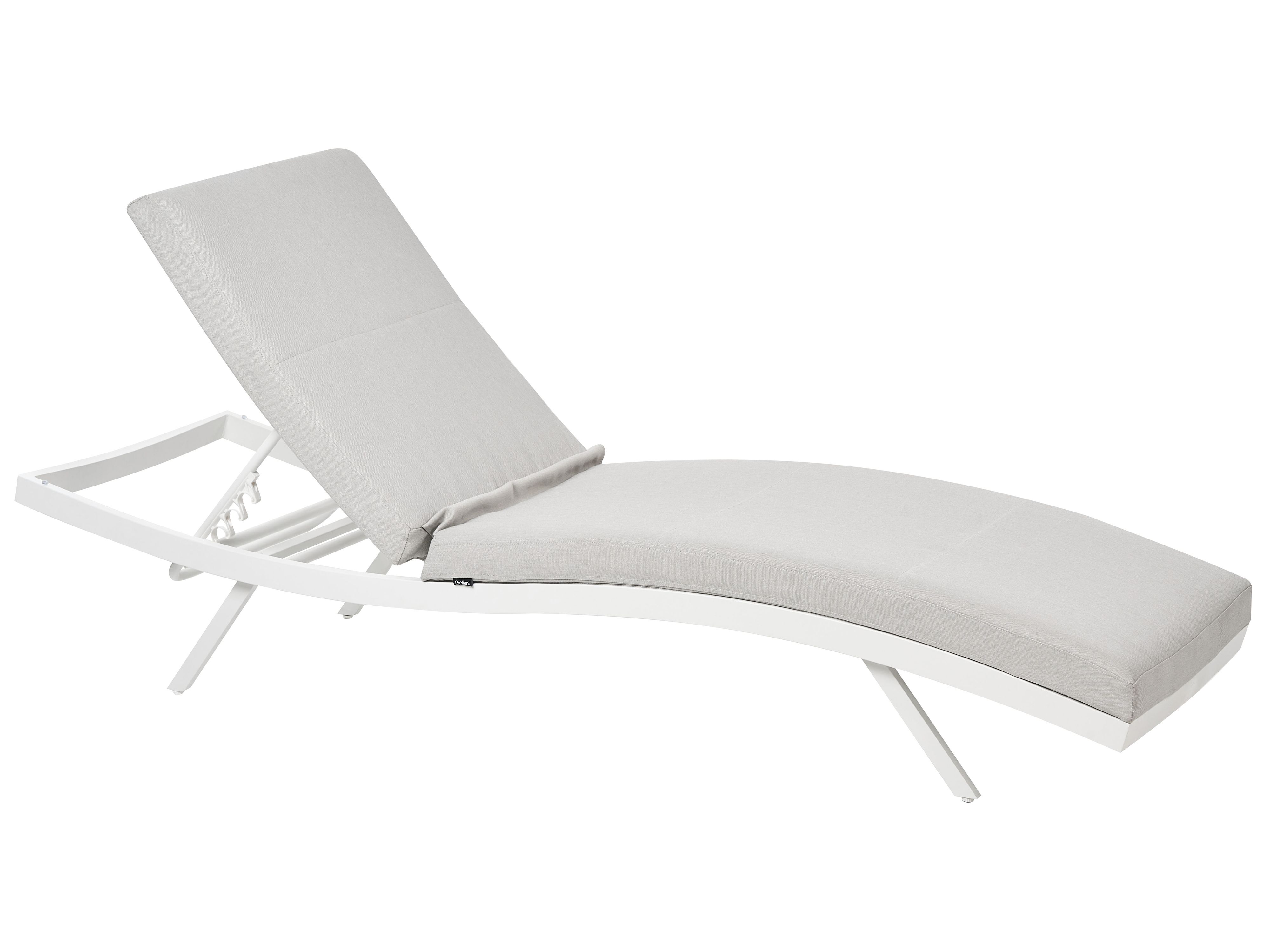 Sun Lounger with Cushion AMELIA Reclining Metal Light Grey