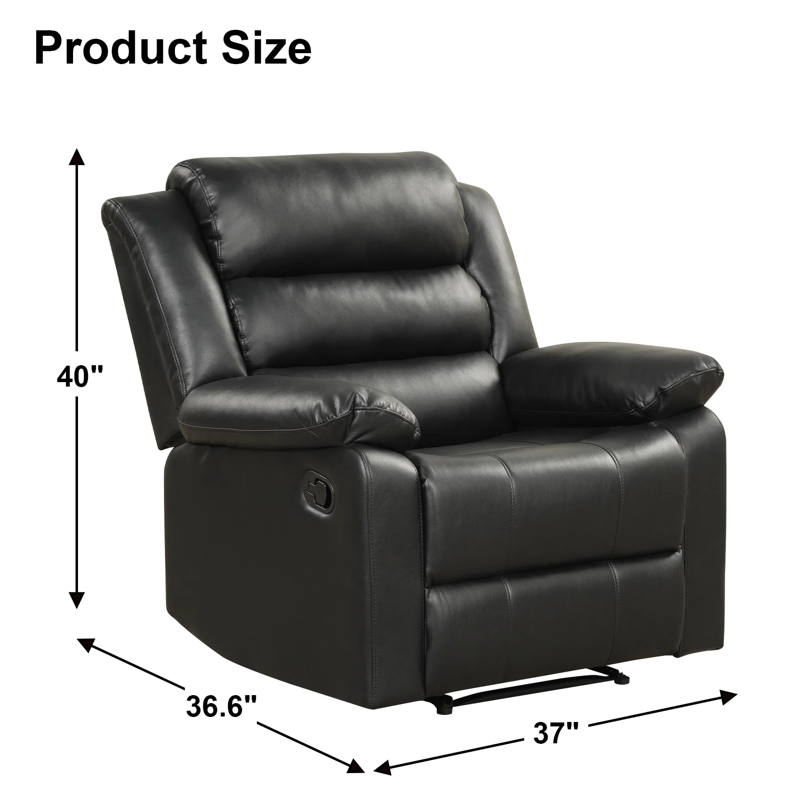 Bonzy Home Recliner Chairs for Living Room Overstuffed Breathable Fabric Reclining Chair Manual Sofa Brown - Image 16