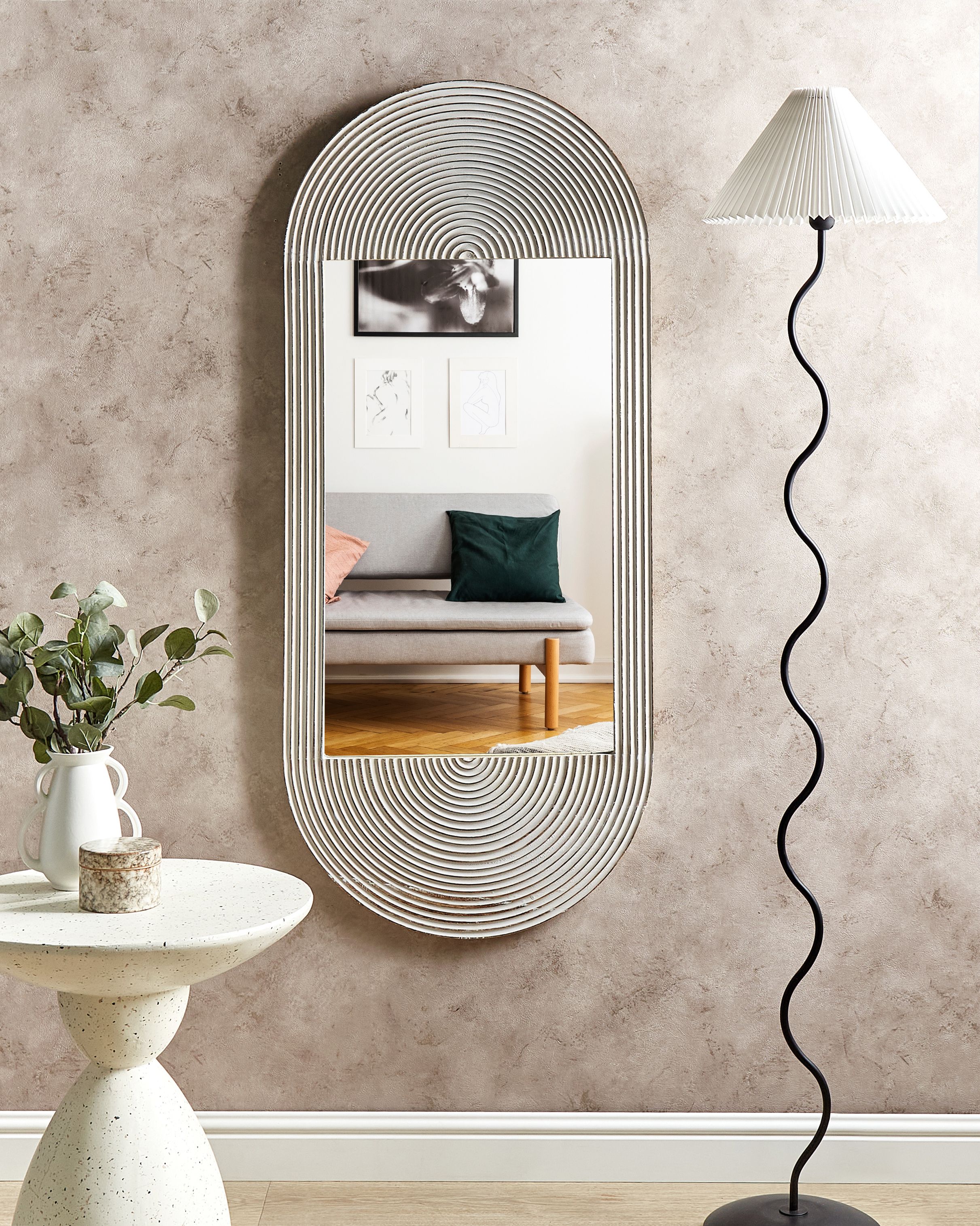 Wall Mirror BRIANT 56 cm 130 cm Mango Wood White