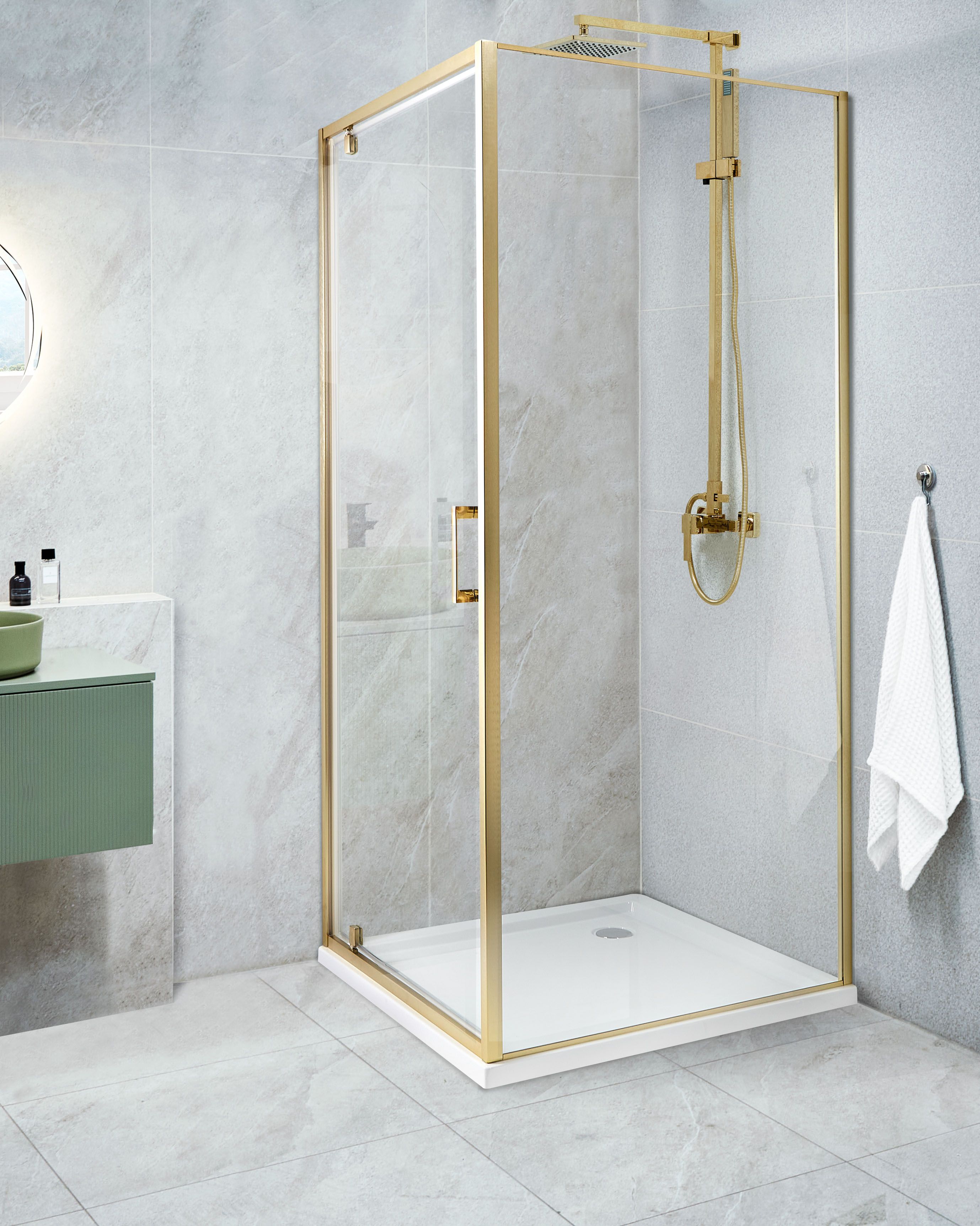 Shower Enclosure DARLI 700 x 700 x 1850 mm Gold