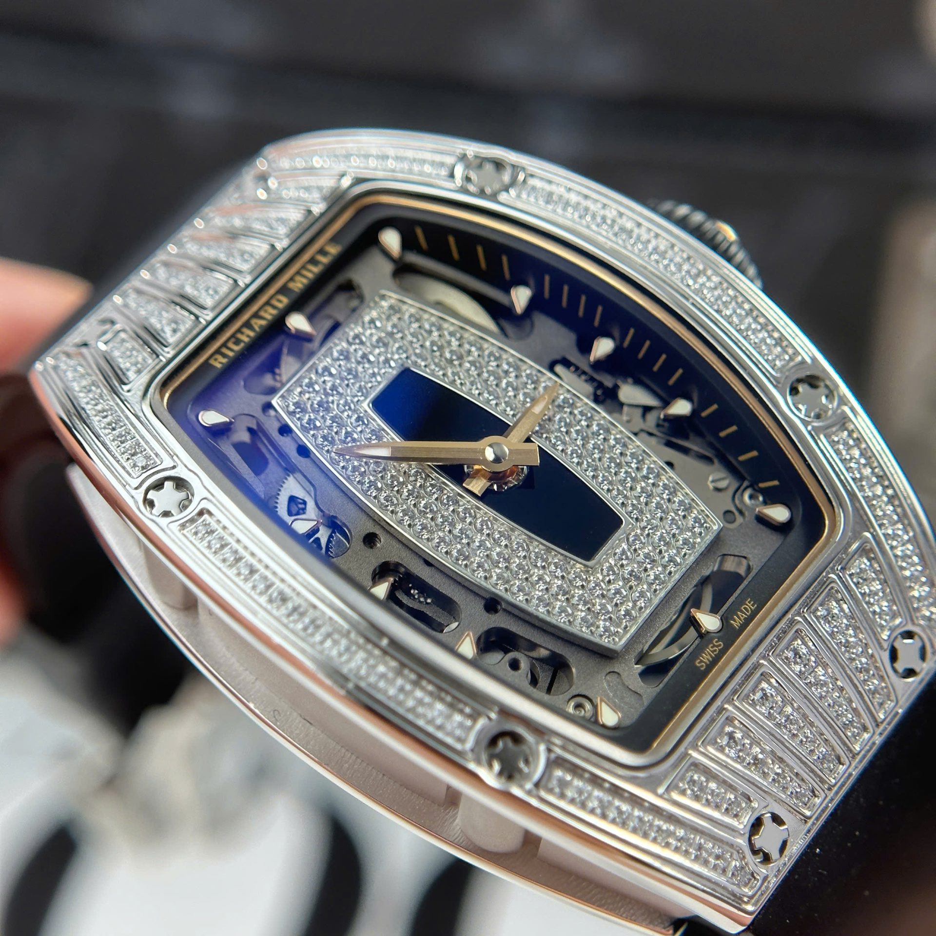 Richard Mille RM07-01 Best Replica Watches Diamonds Black Rubber Strap ZF Factory 36mm - Top club