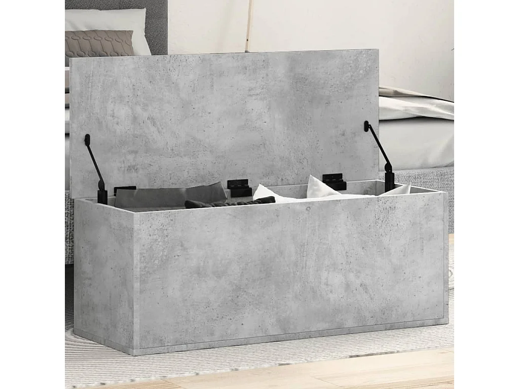 Boîte de rangement gris béton 90x35x35 cm bois d'ingénierie