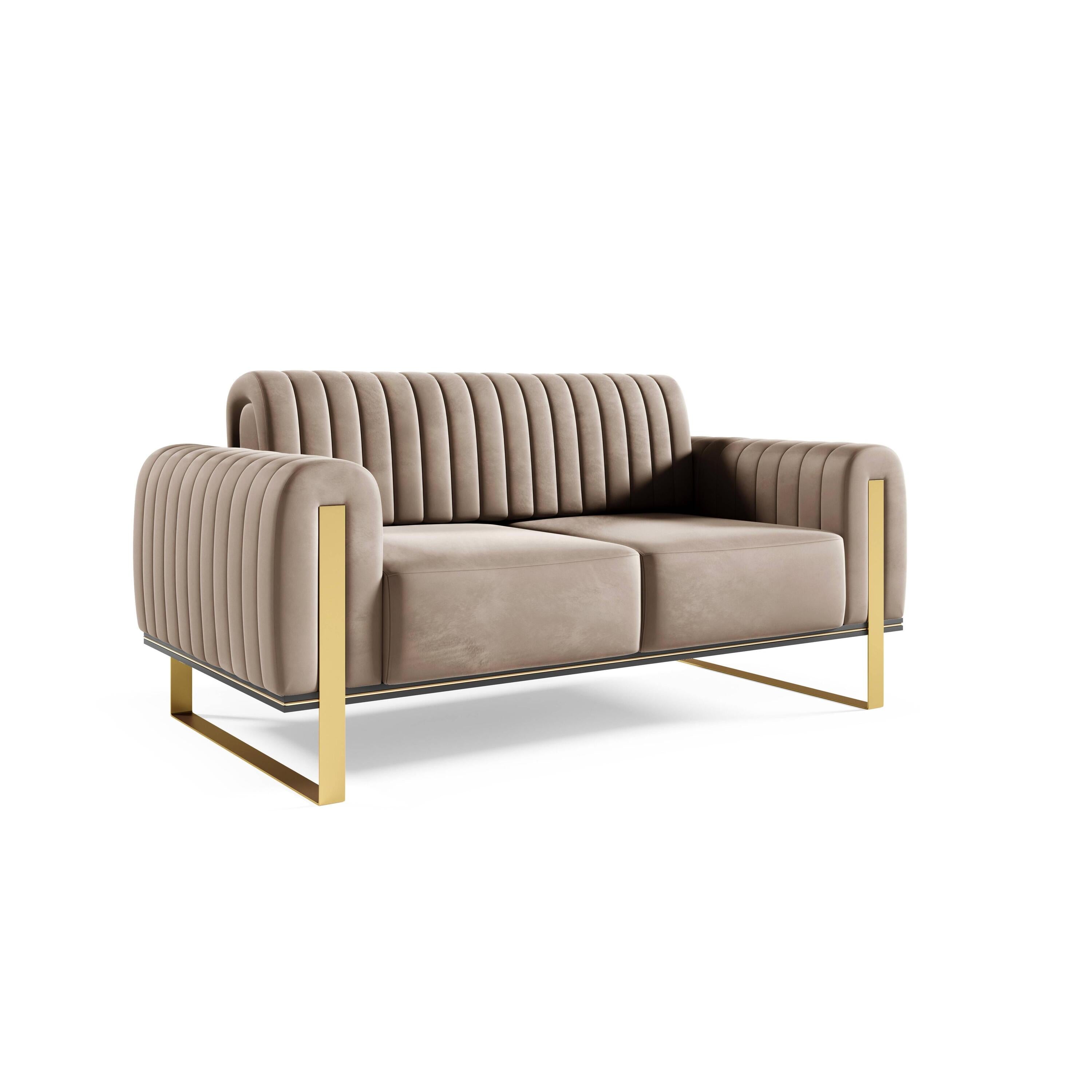Blokker Elite 2-zitsbank - Fluweel - Beige
