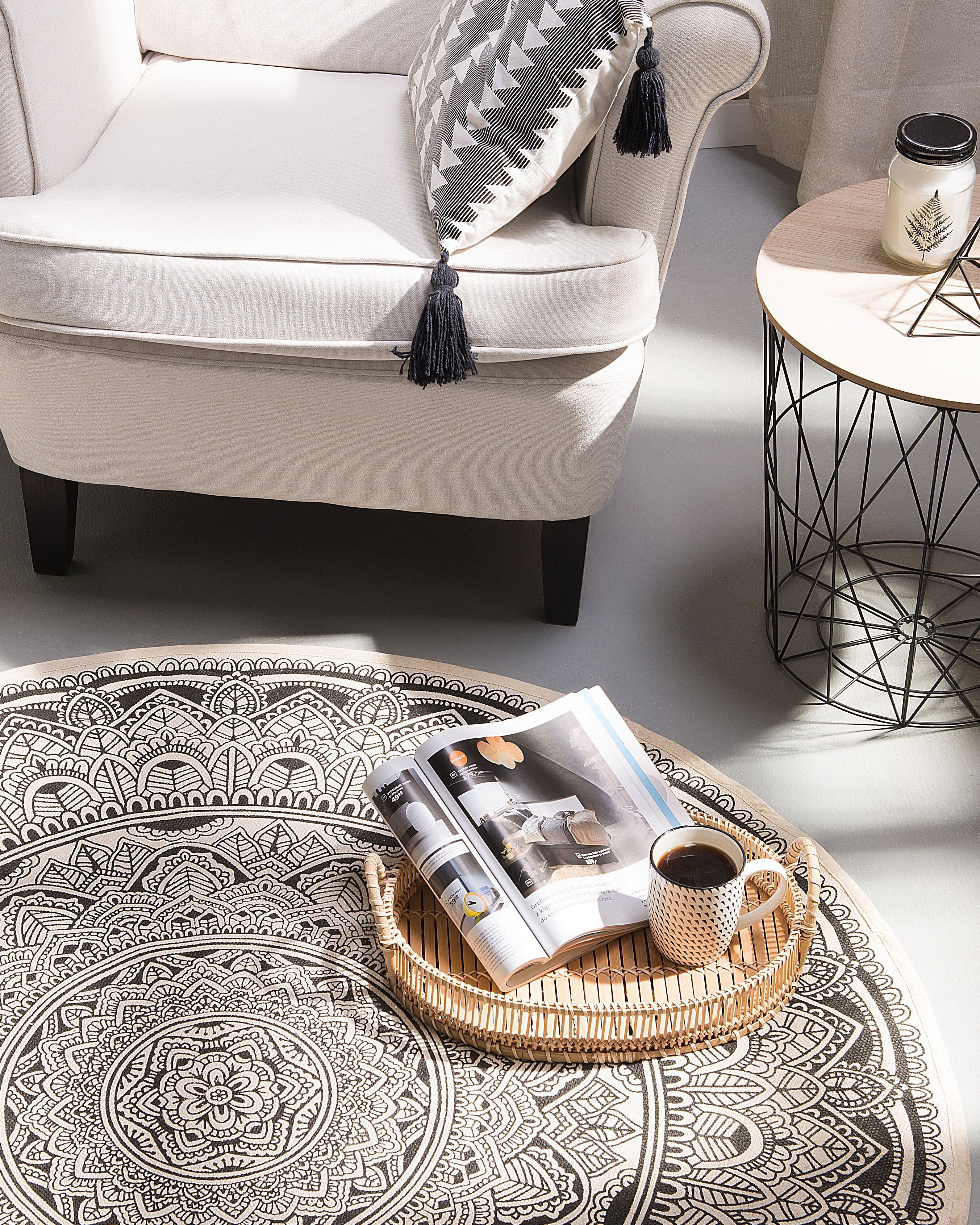 Rug HIZAN Black ø 120 cm Cotton