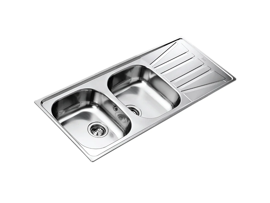 Basico évier 2 cuves 1 égouttoir inox toile micro-structurée - Teka