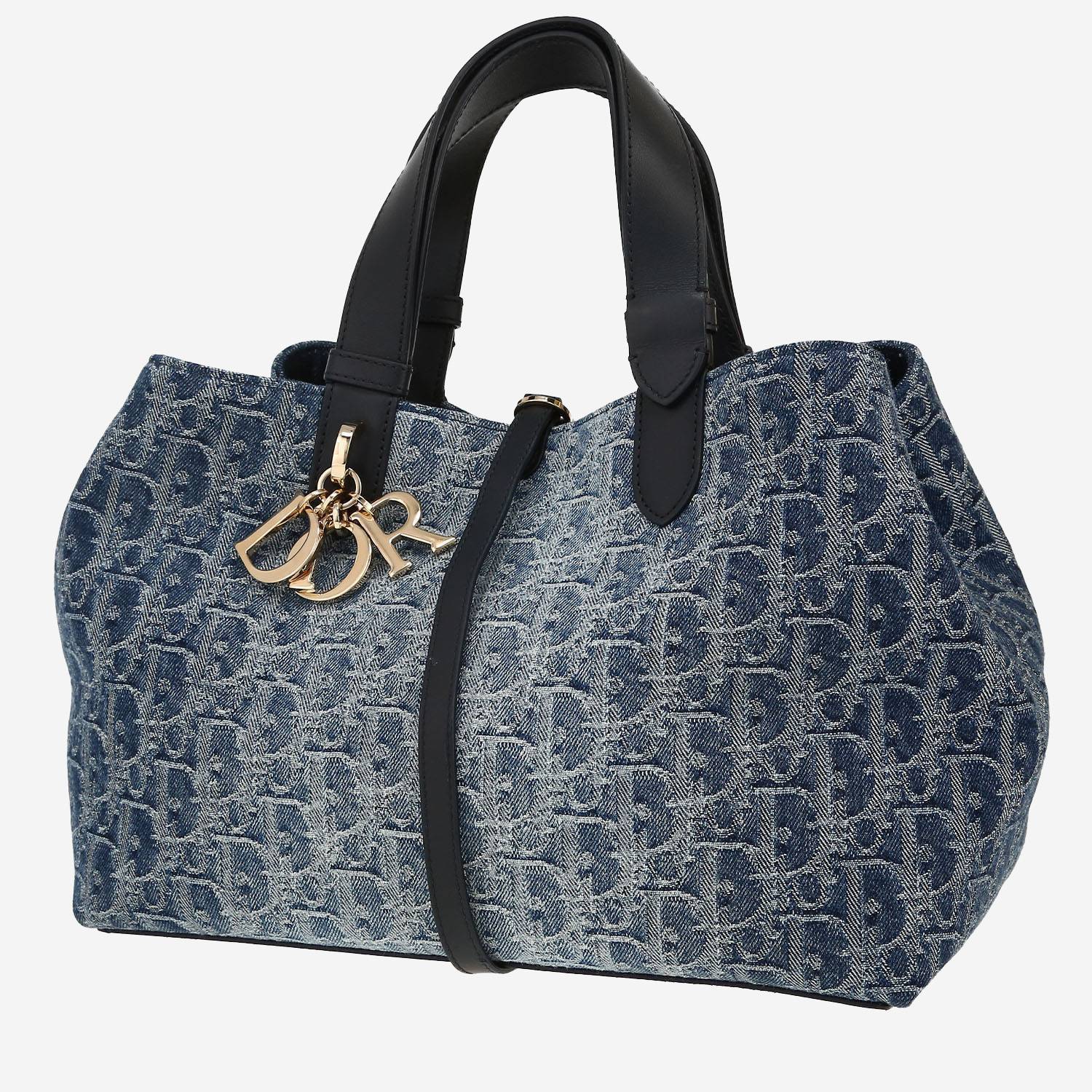 Dior Toujours shopping bag in navy blue Oblique denim canvas and navy blue leather1:1High-quality replica