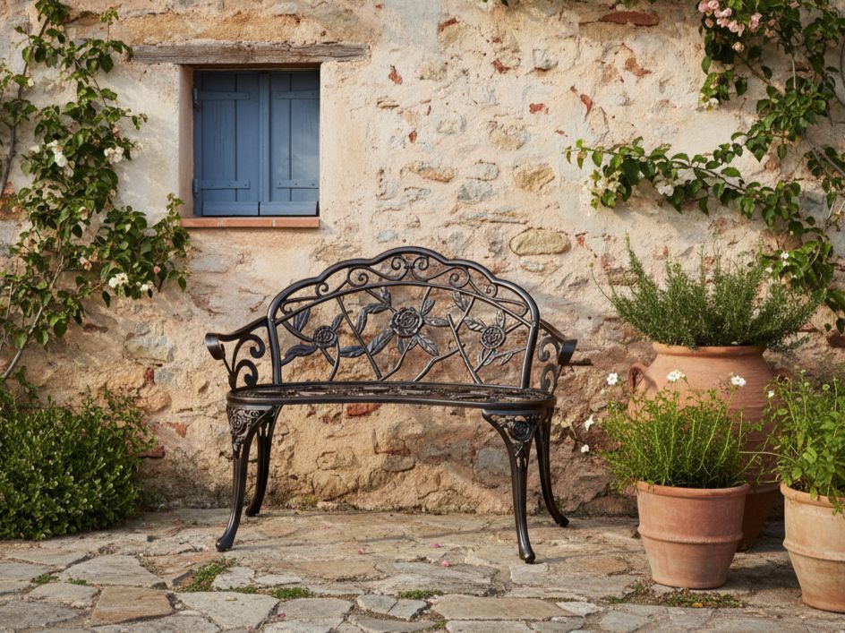Garden Bench PIURA 88 cm Metal Dark Brown