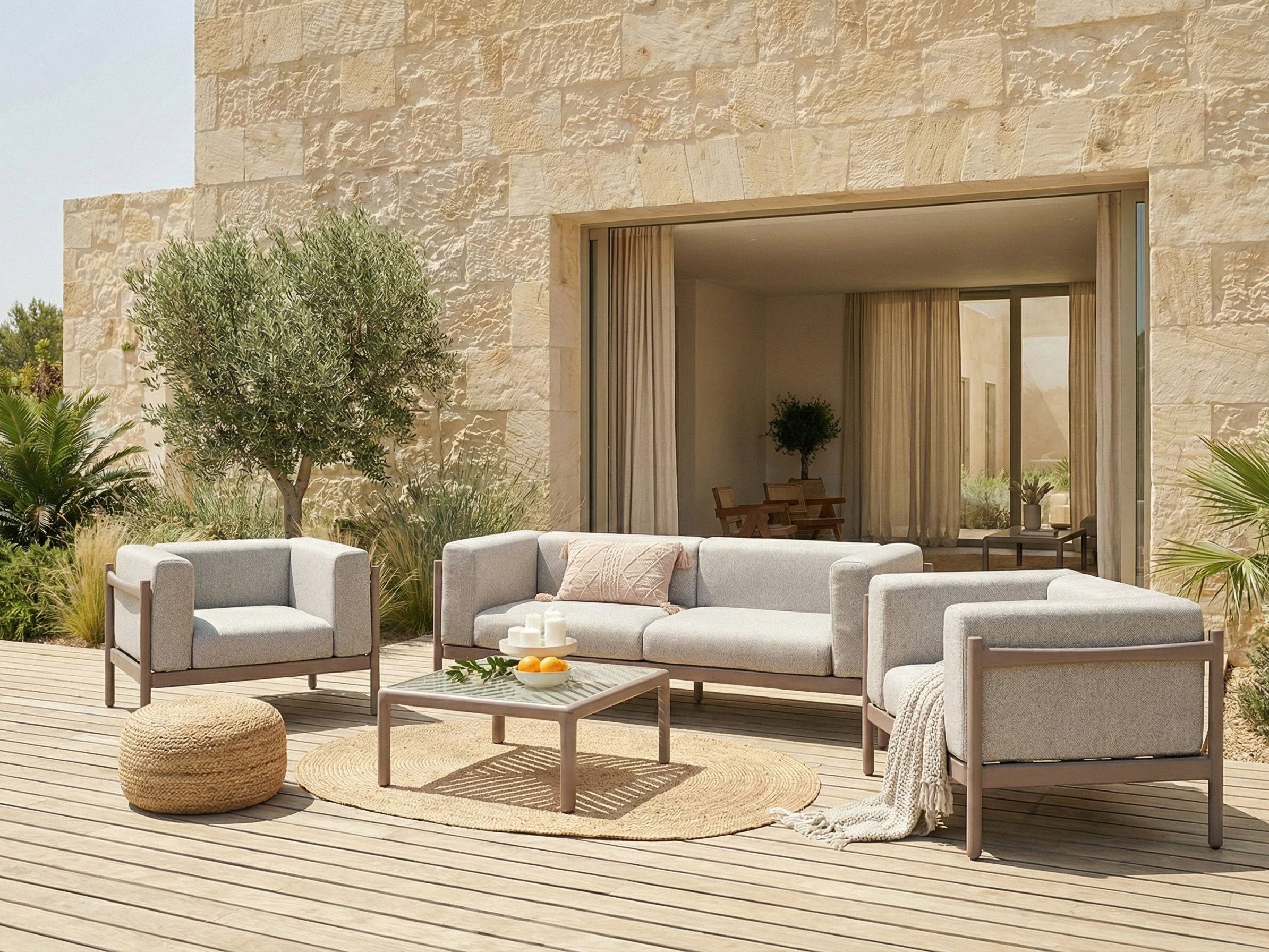 Garden Lounge Set with Table 4 Seater FERRETTI Taupe