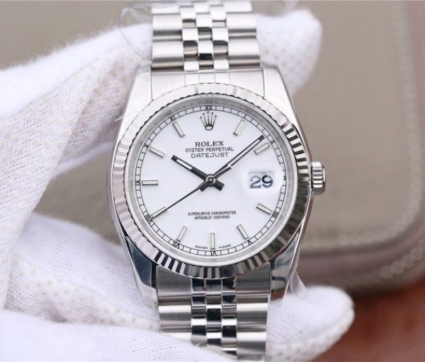 Replica Rolex DateJust 36mm SS 116234 ARF White Dial Stick Markers 904L SS Bracelet SA3135 - Elite Watch Atelier