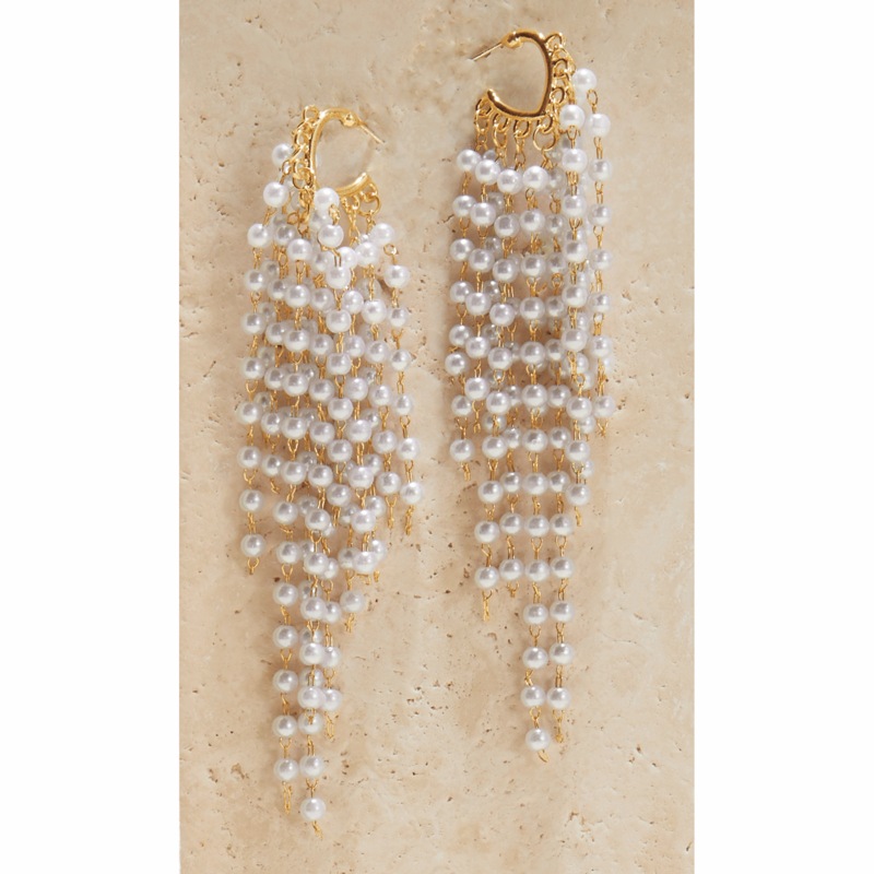 Faux-Pearl Tassel Hoops - MIDNIGHT VELVET CATALOG