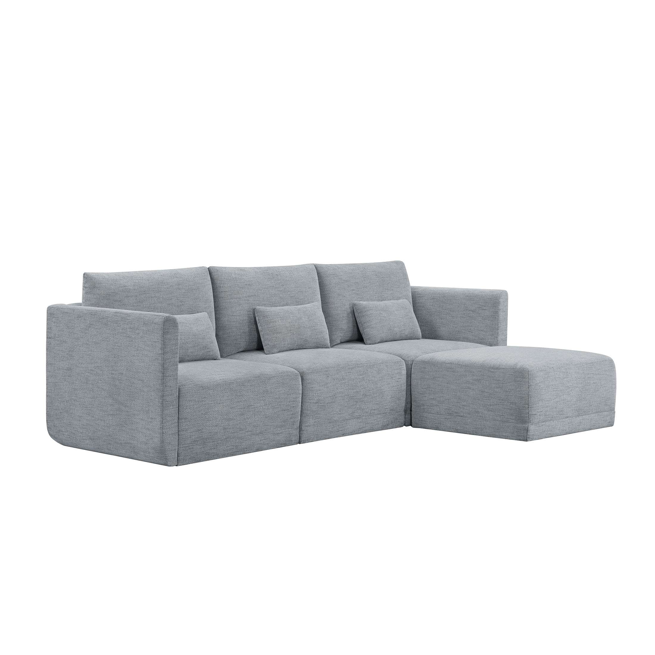 Beautiful Drew Modular Sectional Sofa with Ottoman by Drew Barrymore, Gray Fabric - Image 8