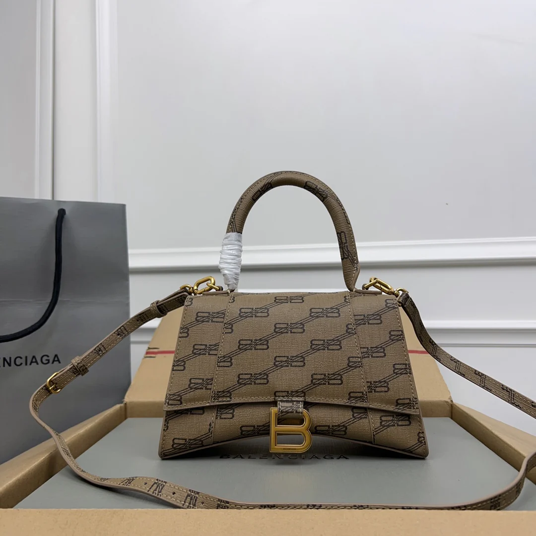 Balenciaga BB Monogram Pattern Handbag with Silver Hardware for Luxury Fashion Style No.2258 - Replicaclubs