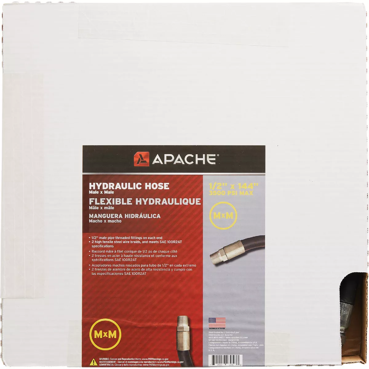 Apache 1/2 In. x 144 In. Male to Male Hydraulic Hose