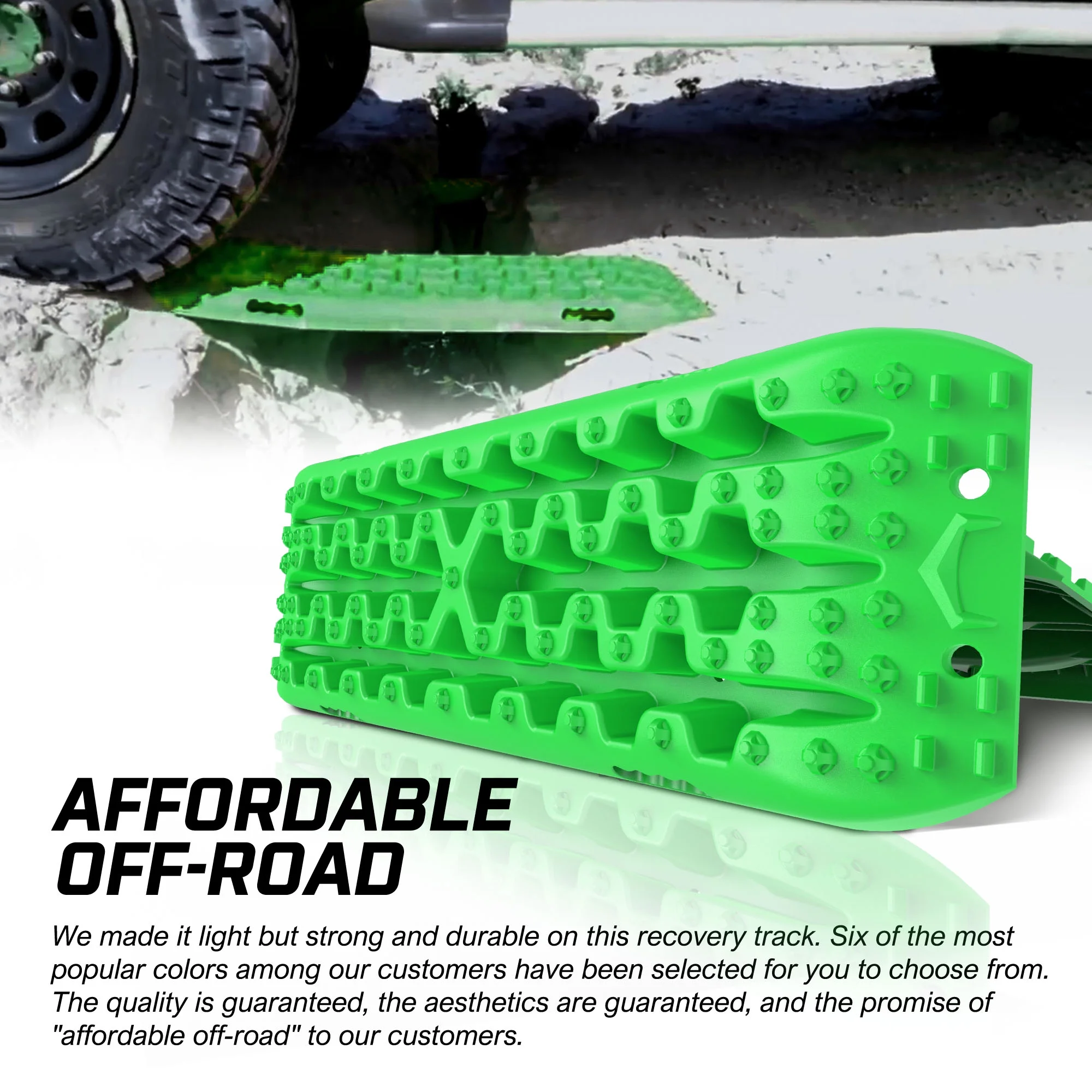 X-BULL Traction Track Traction Boards Kits Recovery Track 2PCS Sand Mud Snow Track Tire Ladder 4WD with Bag+Hardware Green 3.0