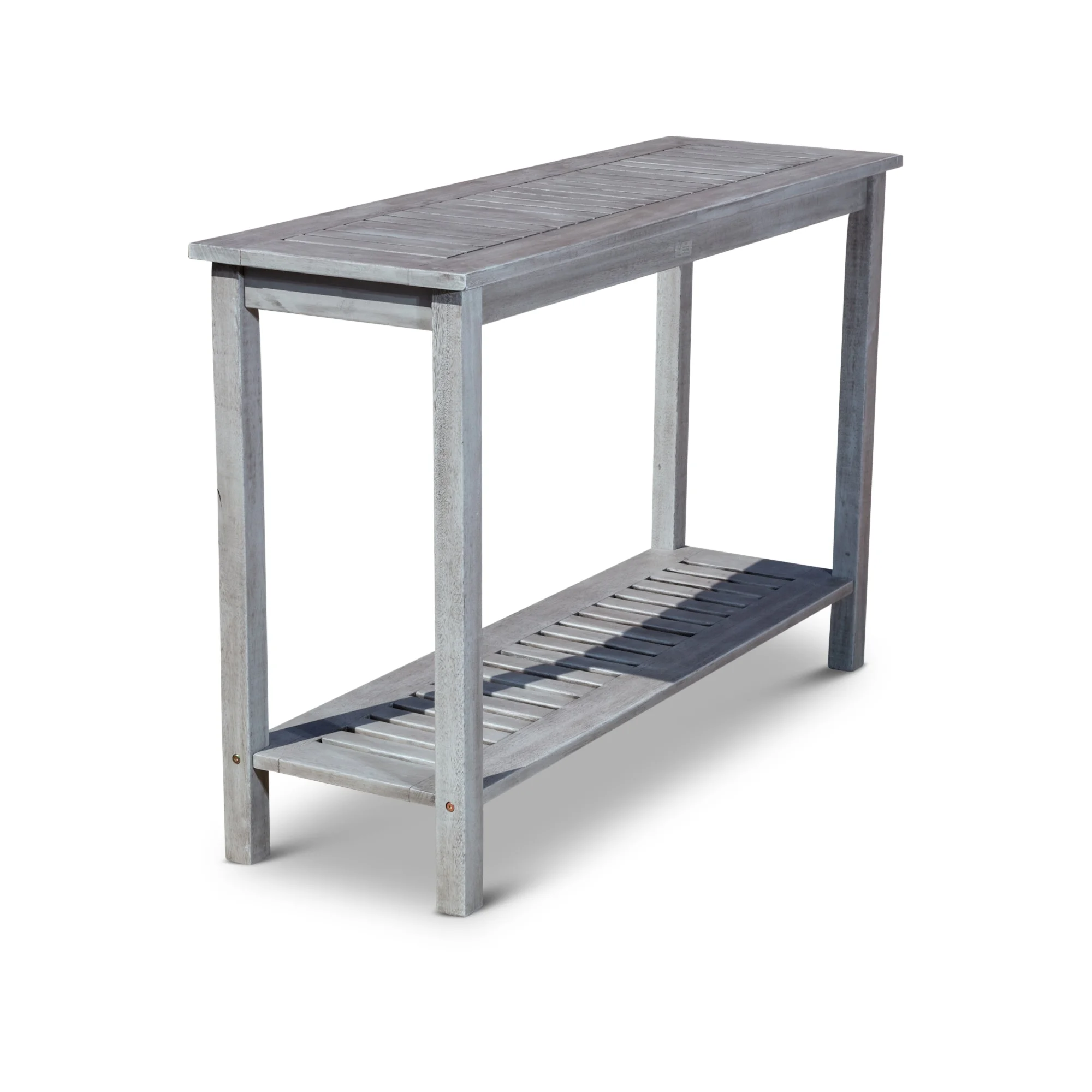 DTY  Outdoor Living Longs Peak Eucalyptus Console Table Silver Gray