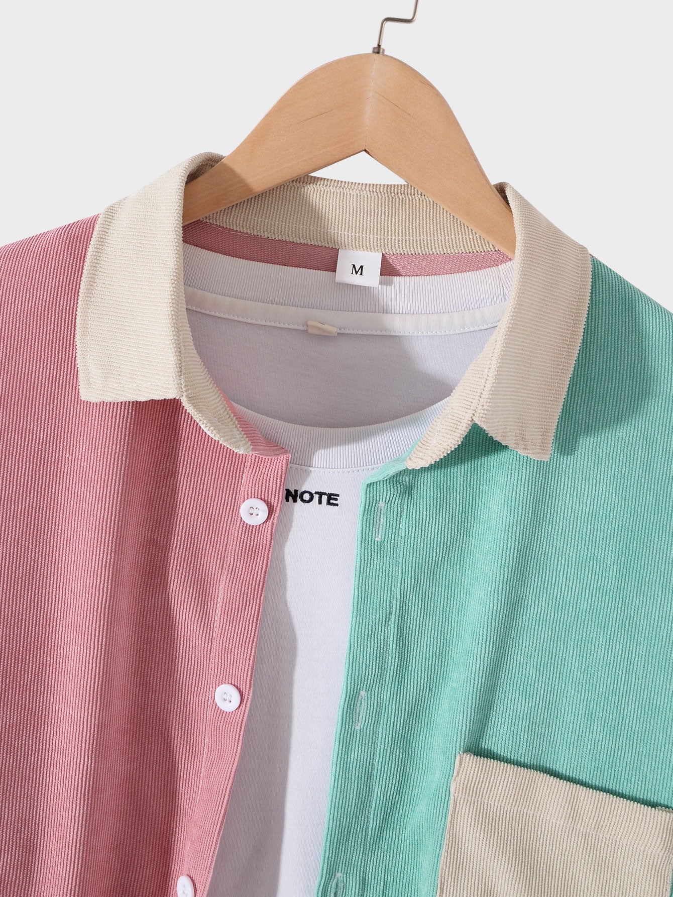 Long Sleeve Patchwork Corduroy Shirt