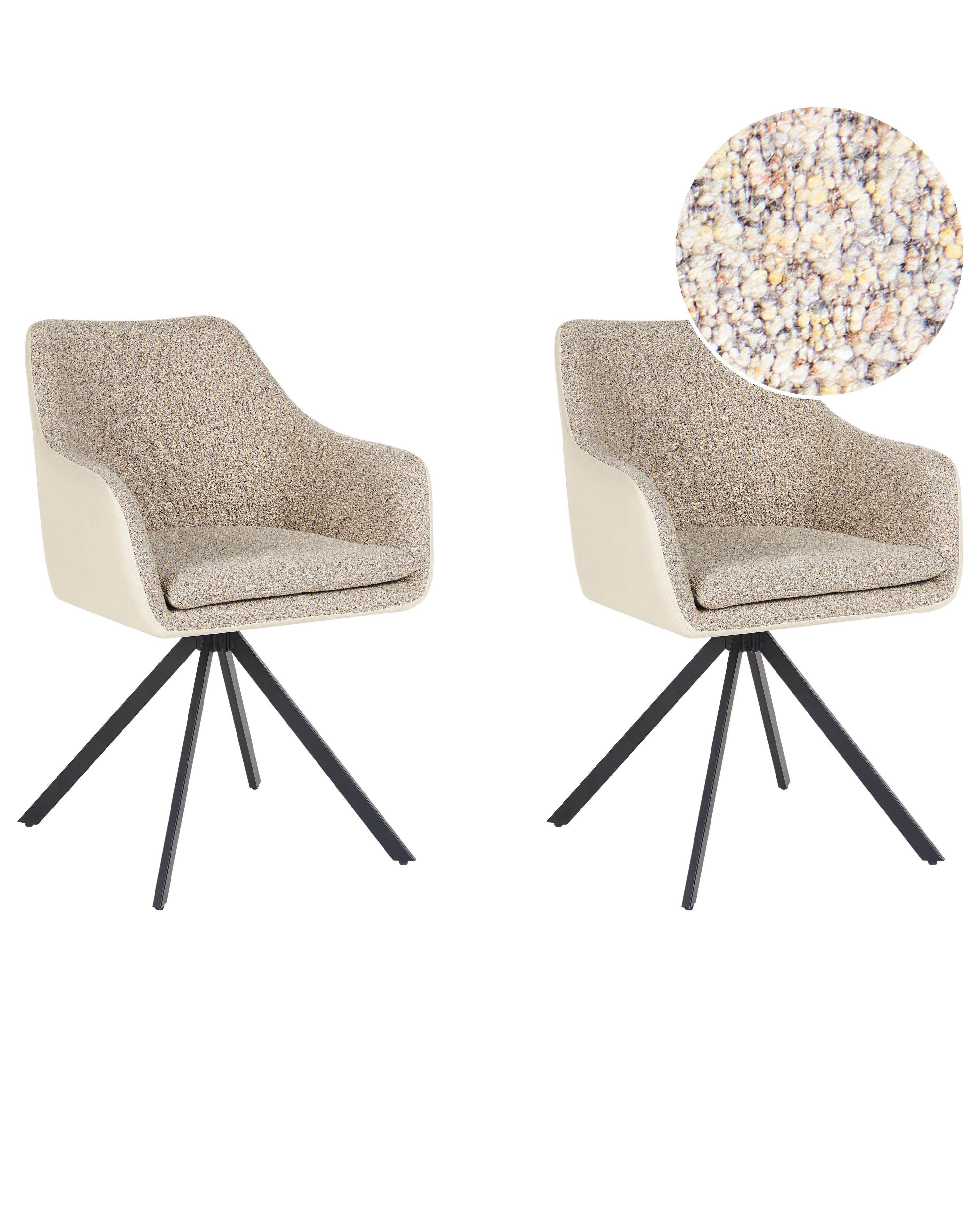 Set of 2 Dining Chairs LITHIA Fabric Taupe