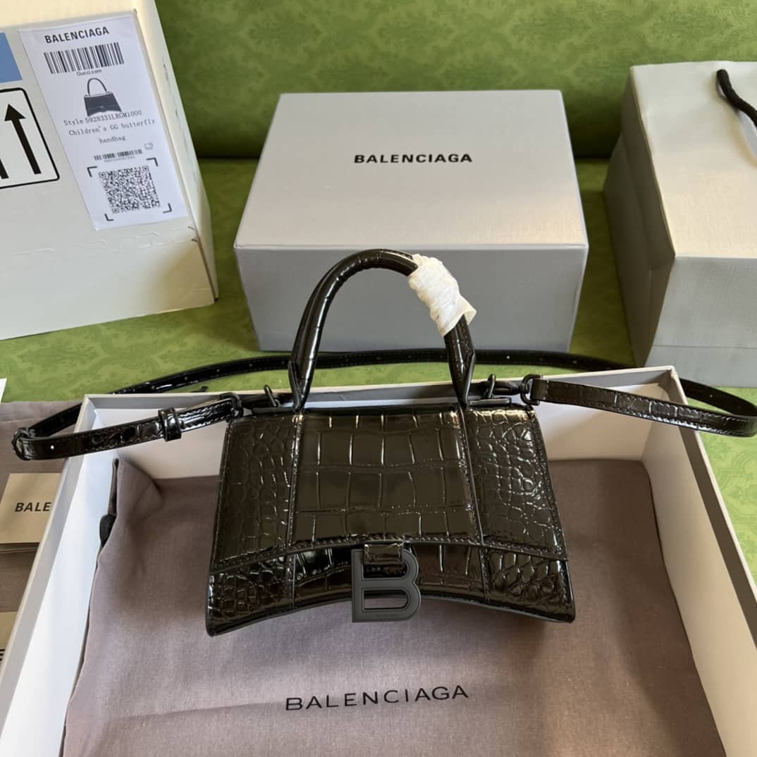 Balenciaga Hourglass Leather Top Handle Replica Bag - Replicaclubs