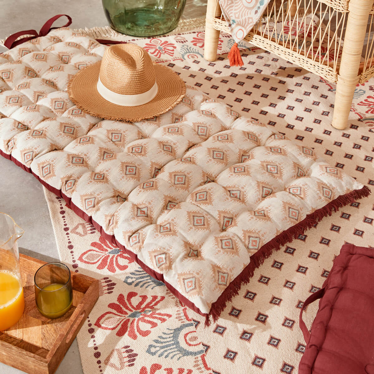 Floor cushion "Ikat" Jacquard, Linen, 60x120 cm