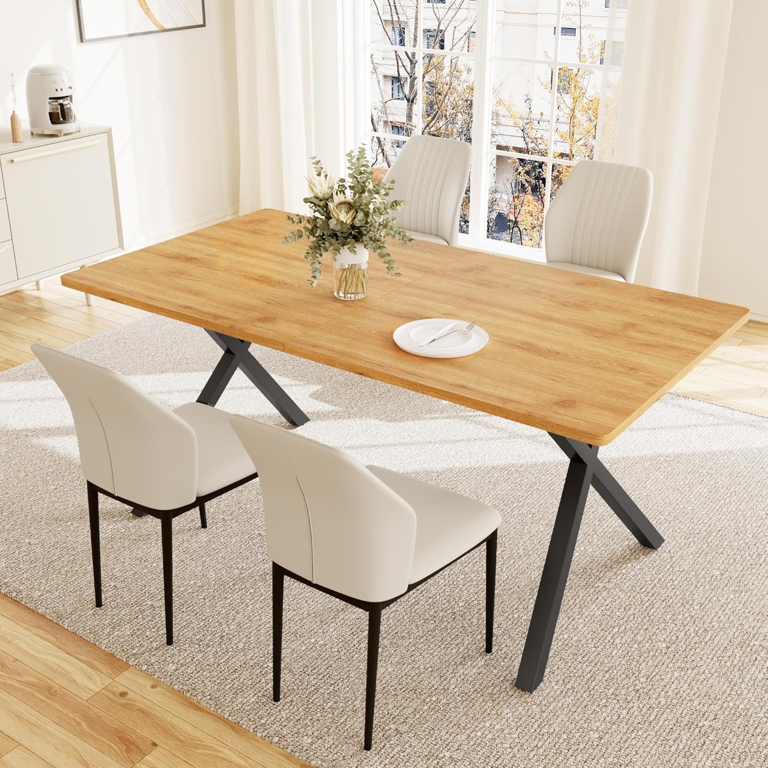 HIPIHOM 5-Piece Dining Table Set for 4-6 People, 63