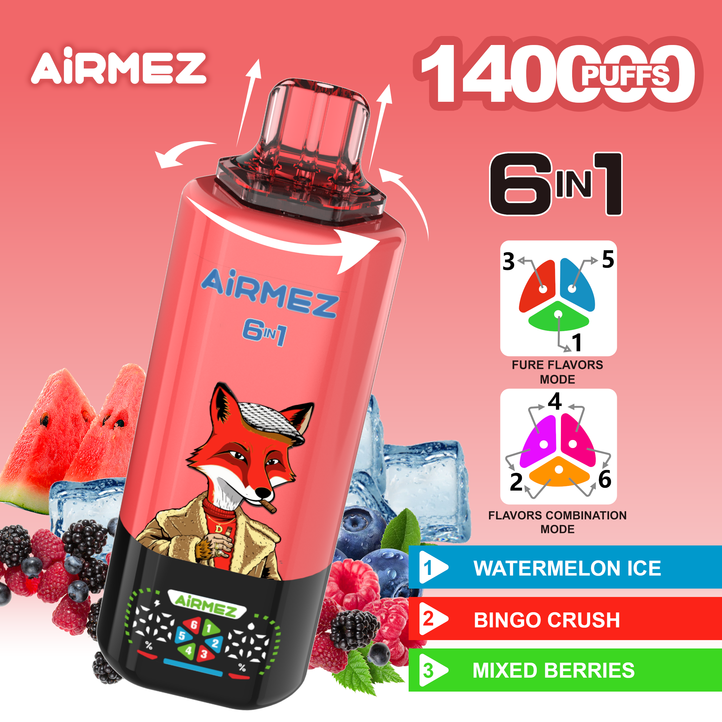 Airmez Fox 6-in-1 140K Puffs