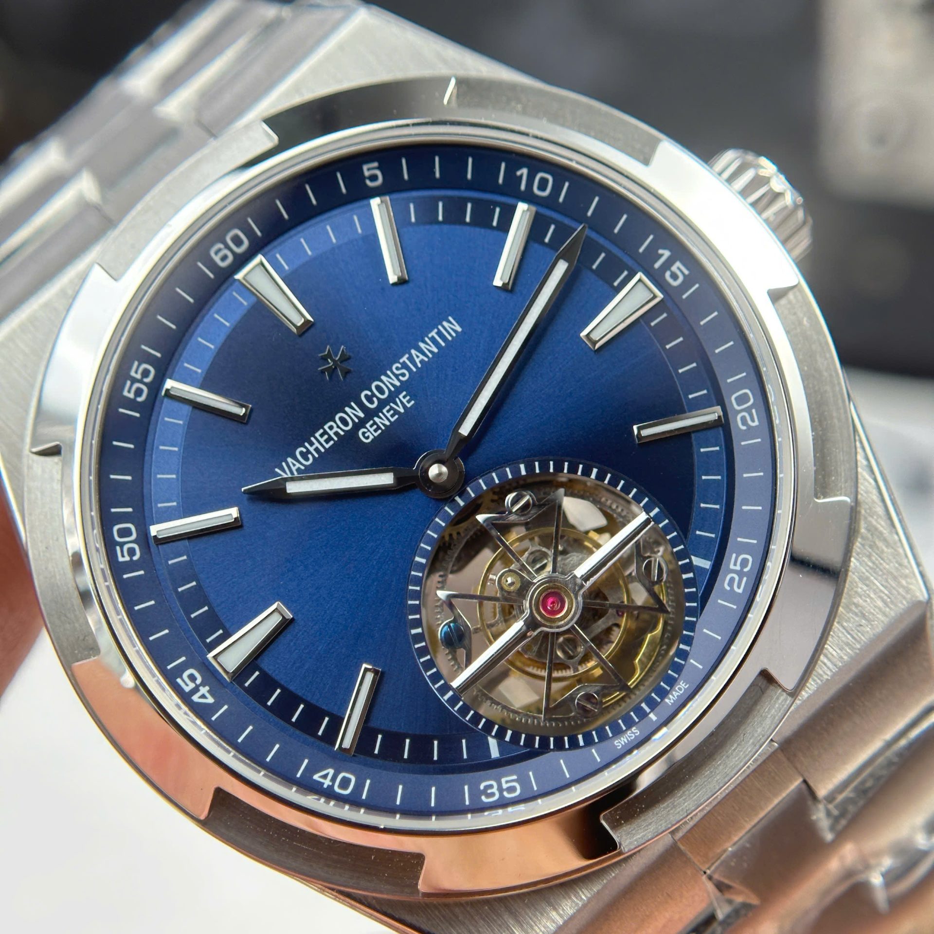 Vacheron Constantin Overseas 6000V Tourbillon Replica Watch Blue Dial 42.5mm - Top club