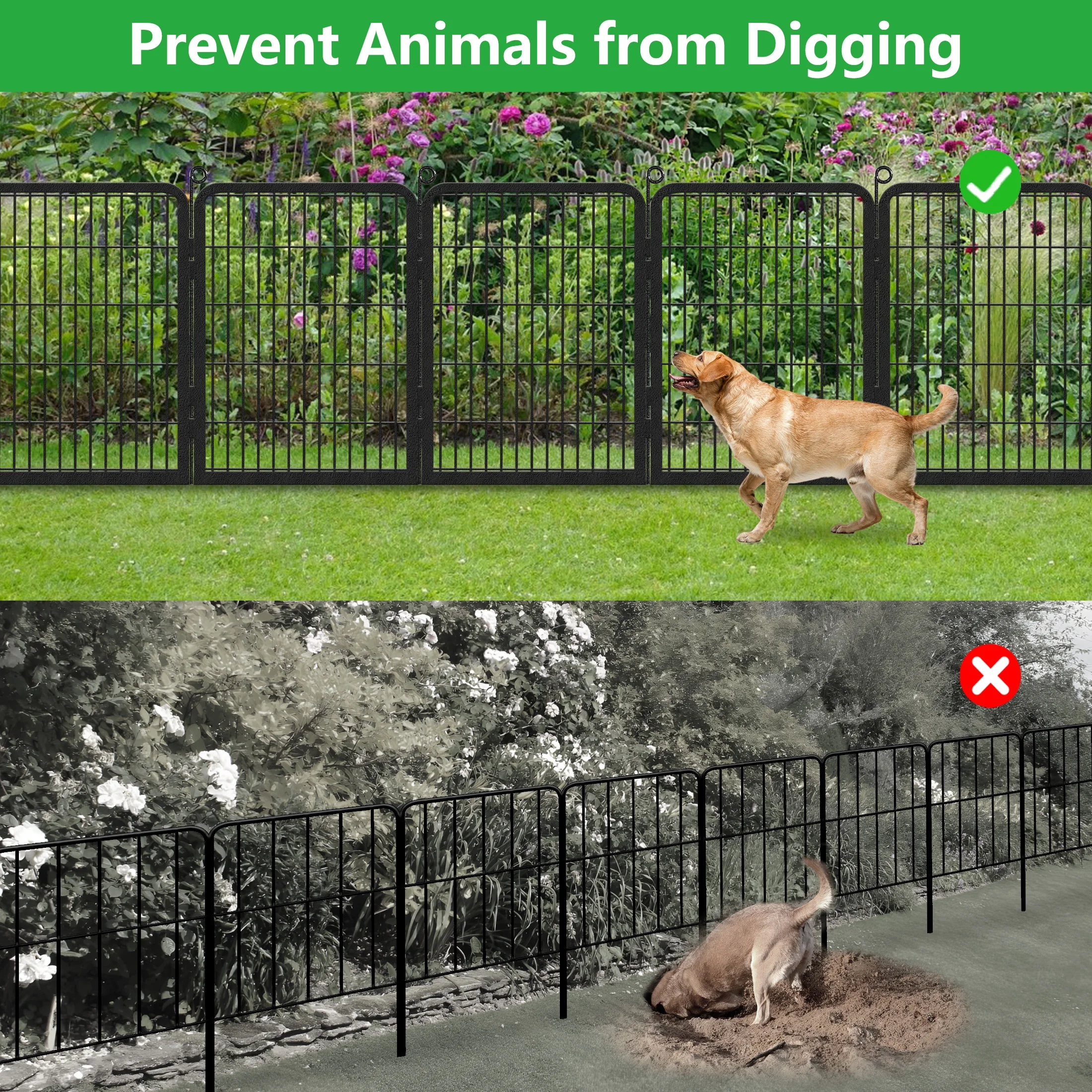 Garden Fence with Gate Fencing No Dig Fence Panels 30ft(L)��32in(H) for Yard Animal Barrier Decorative Garden Fencing for Backyard Patio Garden Fences and Borders for Dogs - Image 6