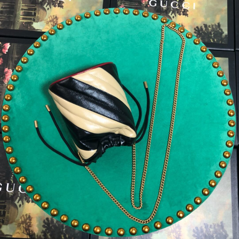 Replica Gucci Gg Marmont Mini Bucket Bag 575163 Beige/Black1:1High-quality replica