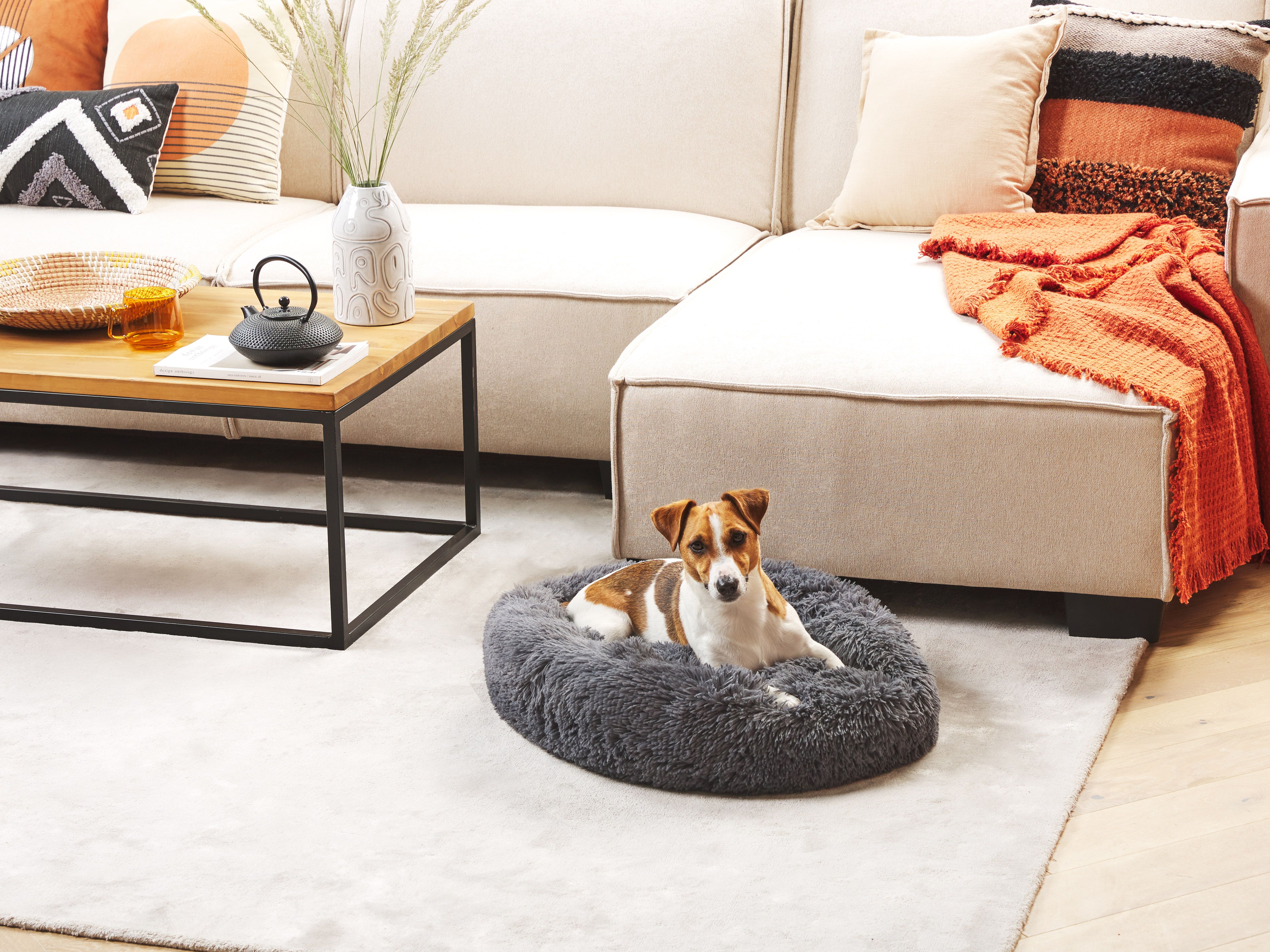 Pet Bed KULU Faux Fur Dark Grey