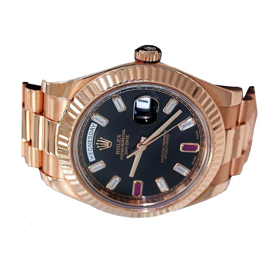 Rolex Day-Date II 218235 Rose Gold Black Replica - Elite Watch Atelier