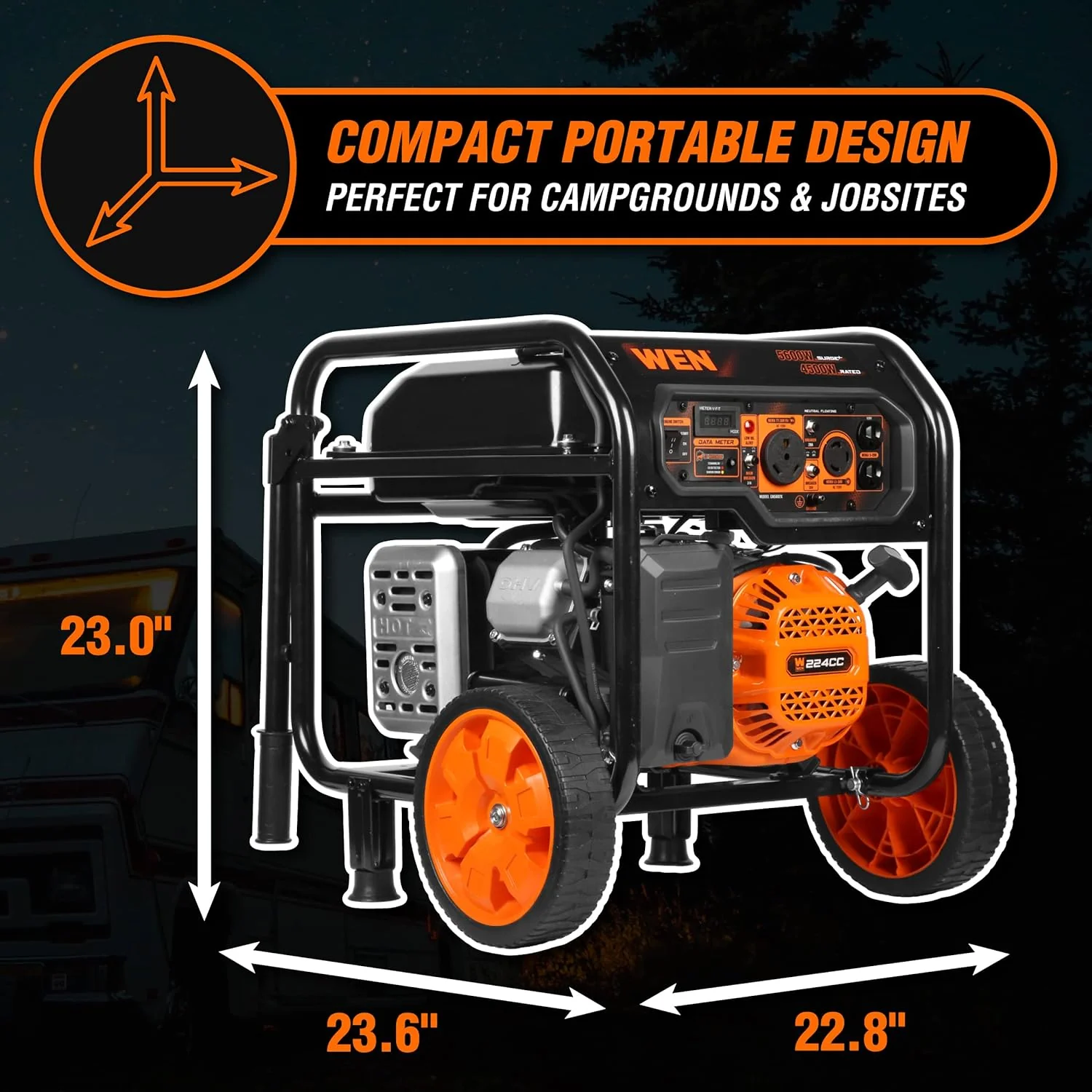 WEN 5600-Watt Portable Generator, Electric Start, 224cc, Transfer-Switch And RV-Ready - GN5602X - Image 3 WEN 5600-Watt Portable Generator, Electric Start, 224cc, Transfer-Switch And RV-Ready - GN5602X - Image 3