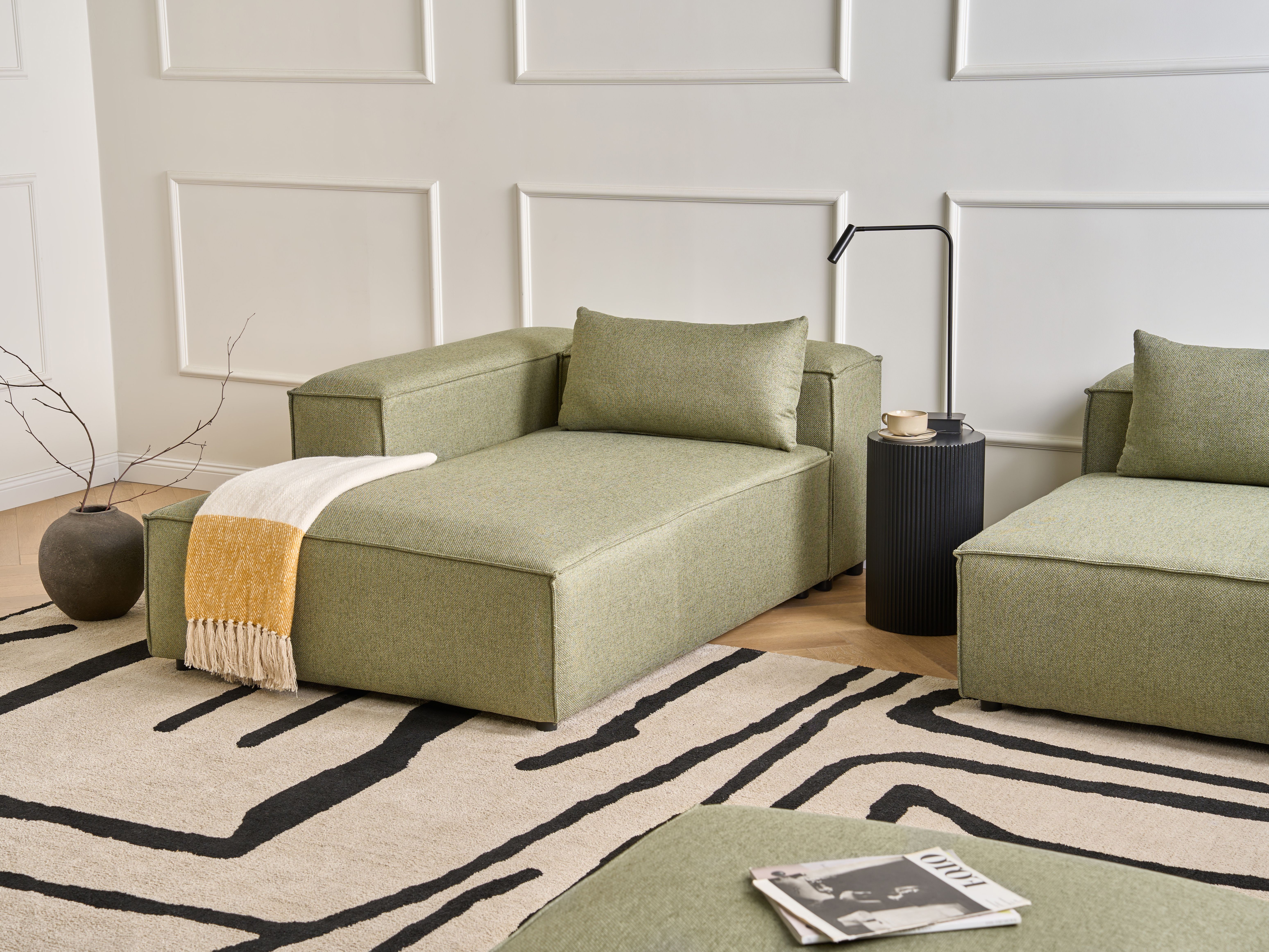 Right-Hand Chaise Lounge BRANDE Fabric Light Green