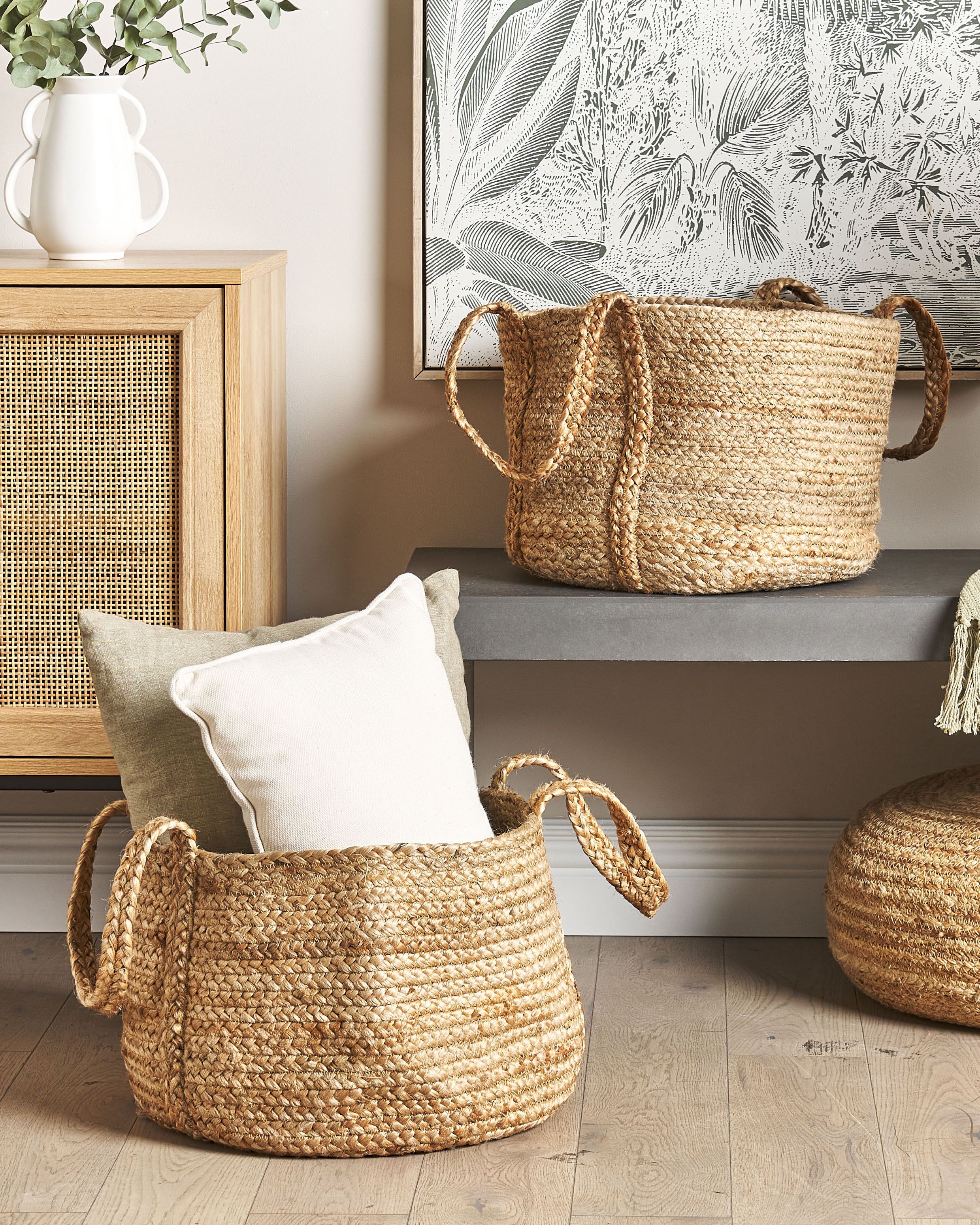 Set of 2 Baskets KORNAK Jute Natural