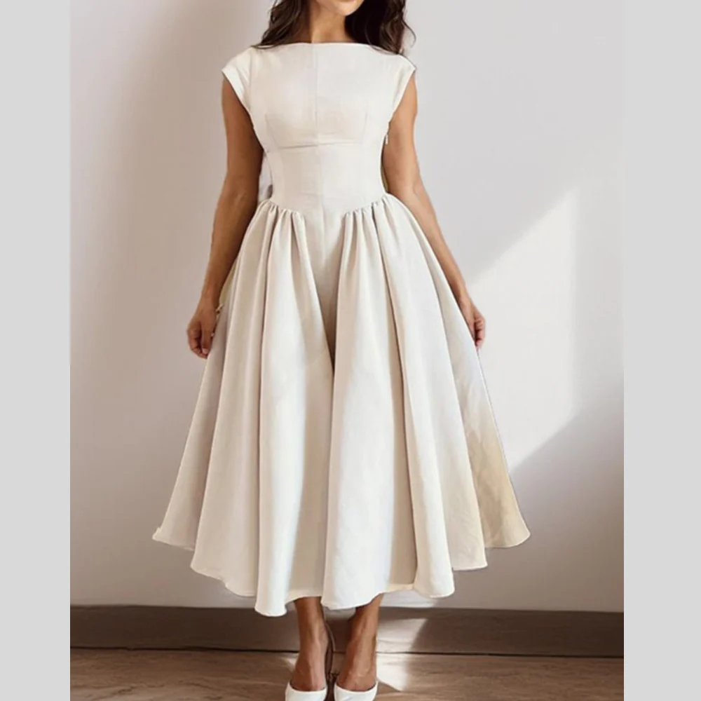 Full Size Cap Sleeve A-Line Midi Dress Plus Size - ZKZOOK