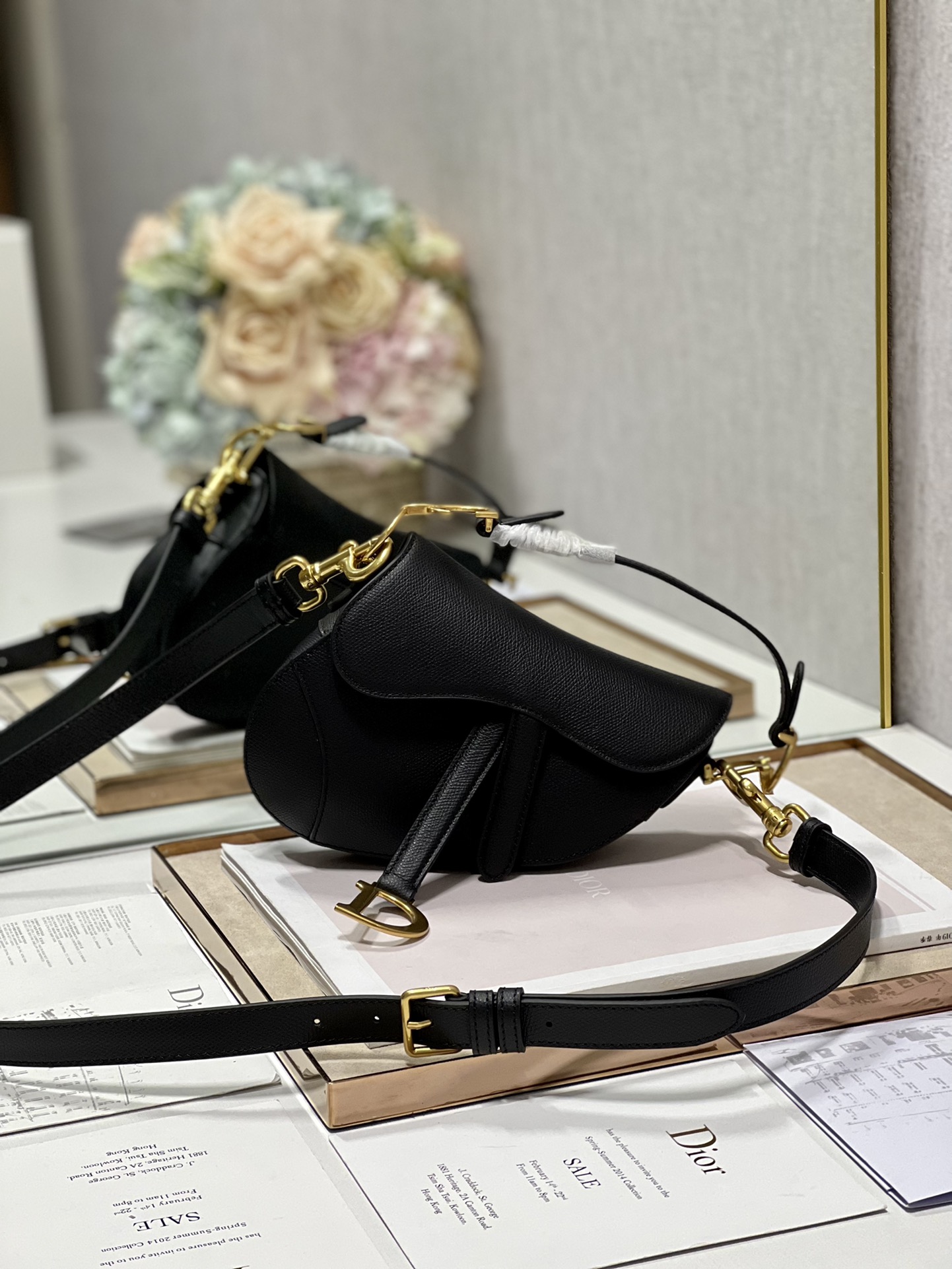 Dior Christian Dior Mini Saddle Bag With Strap Black For Women 7.5in/19cm1:1High-quality replica