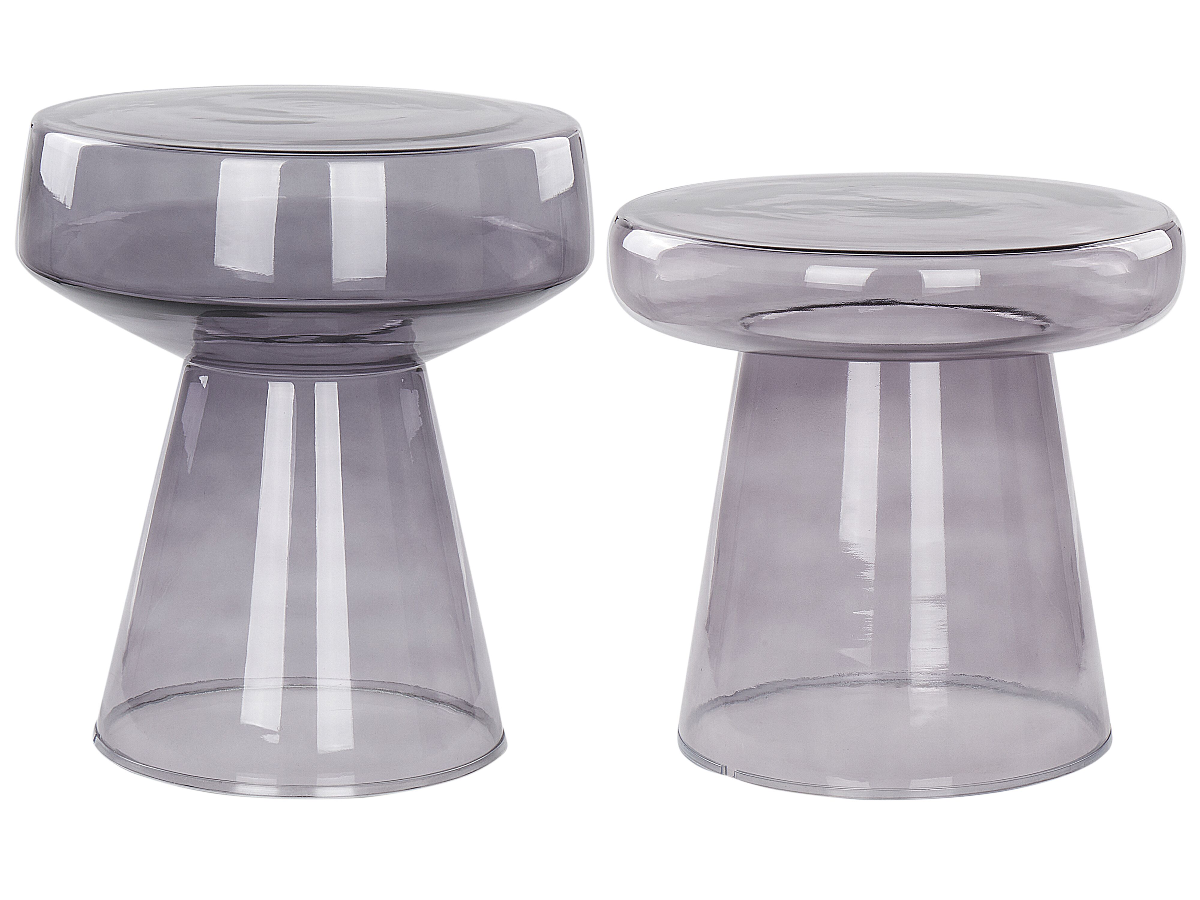 Set of 2 Side Tables LAGUNA/CALDERA Glass Grey