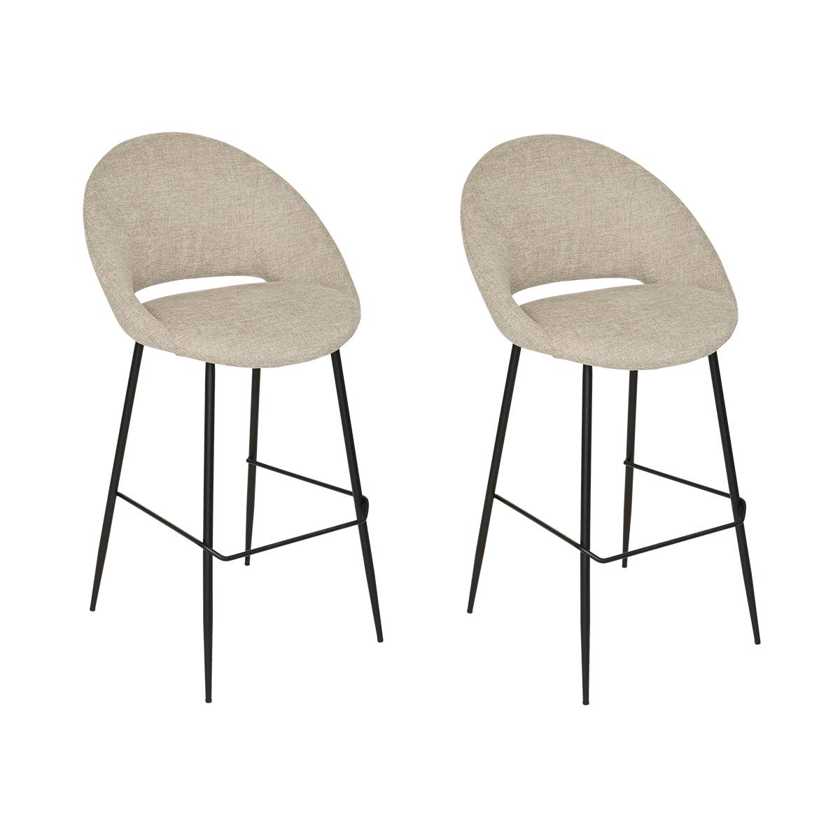 Set of 2 Bar Stools "Amago" Beige, 54x52 cm
