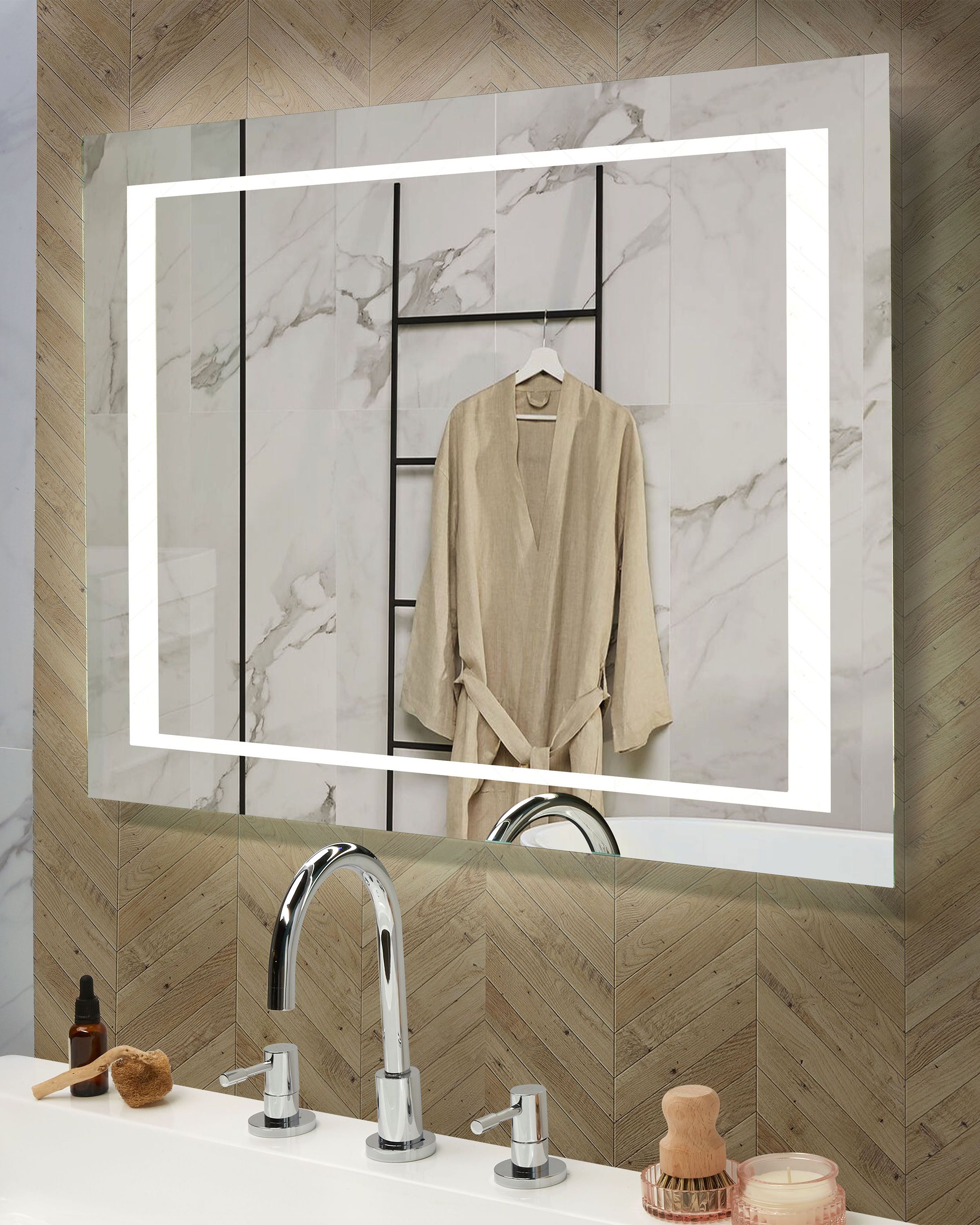 LED Bathroom Mirror EYRE 80 cm 60 cm Silver