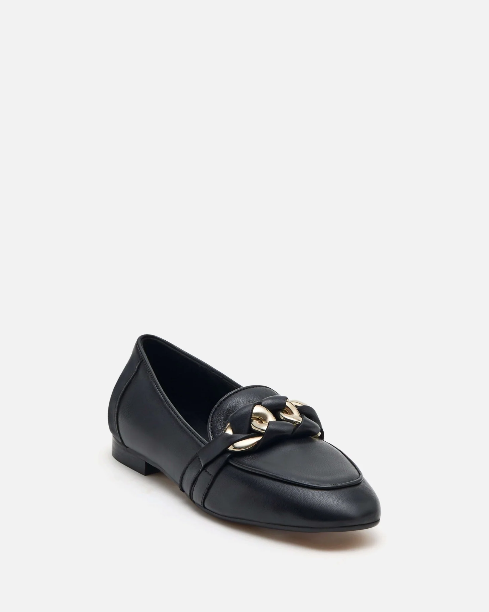 MOCASSINS ELEA - En cuir à chaînes dorées noir