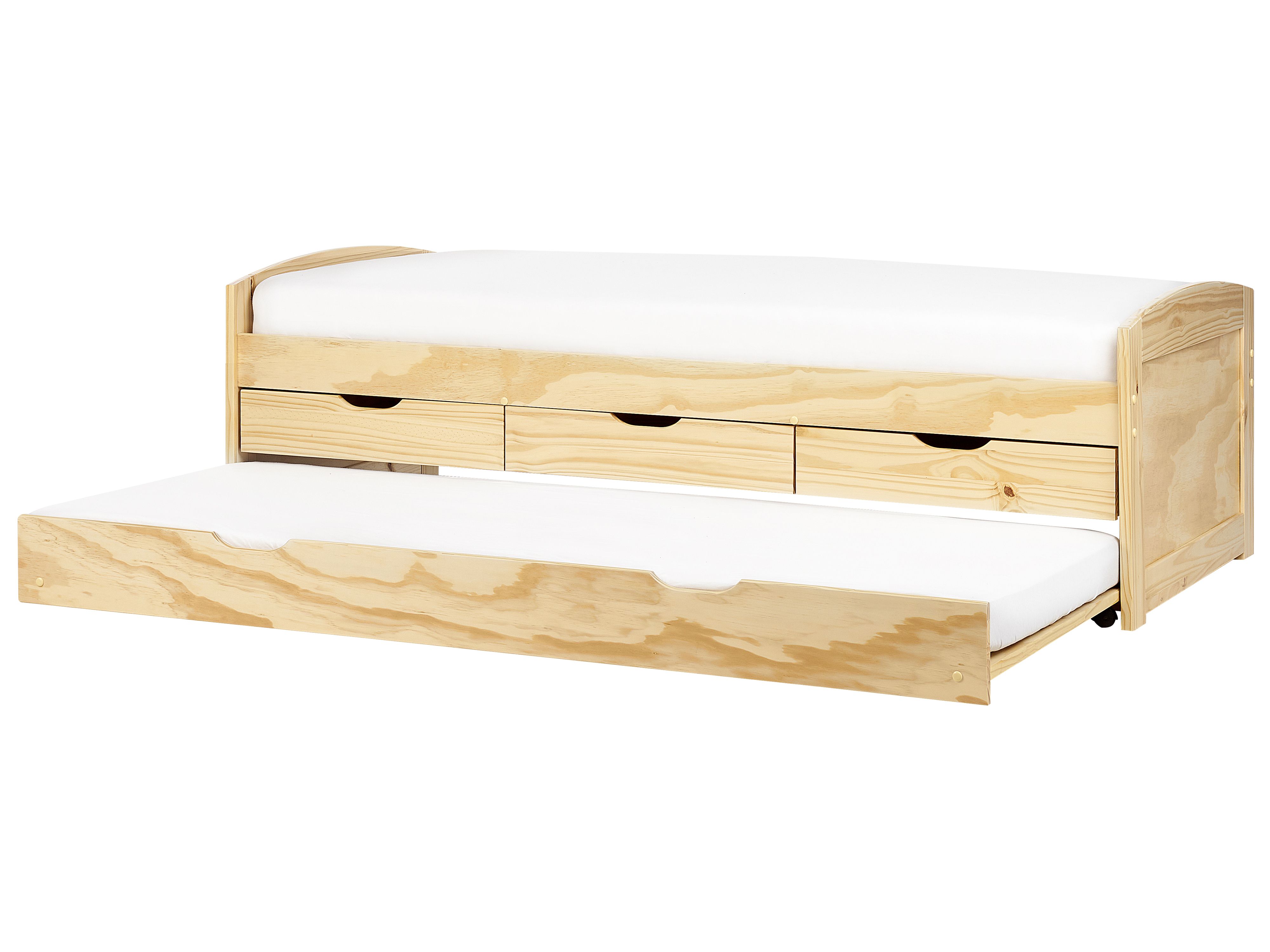 Trundle Bed Pine Wood PETIVILLE 90 x 200 cm (EU Single) Light Brown